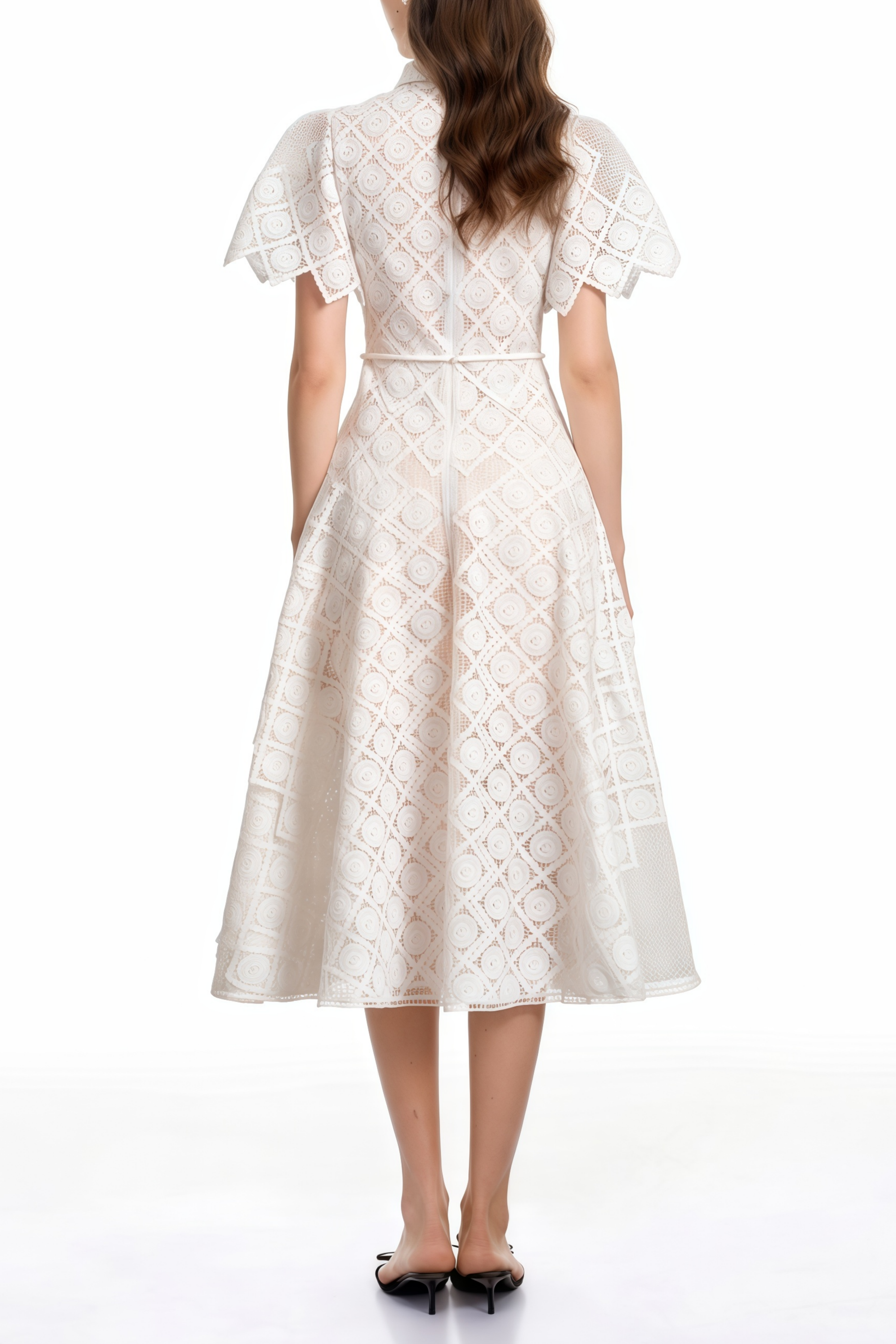 Yasmine White Floral-embroidered Midi Dress (Final Sale-US Only)