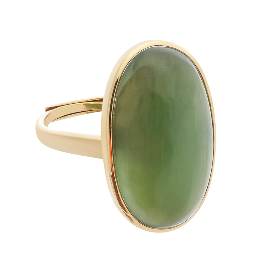Yvonne Green Jasper Oval Cabochon Gold Plated Ring