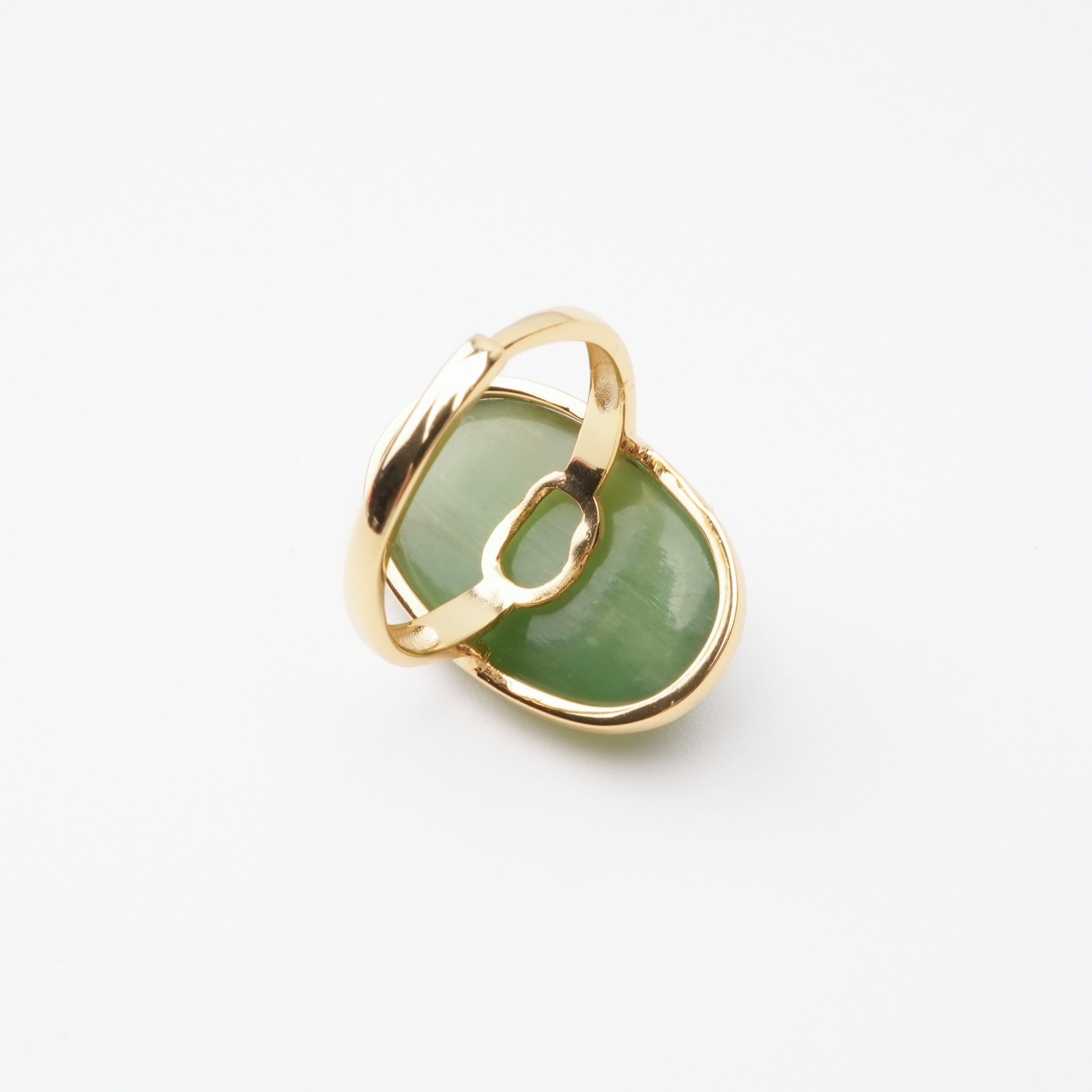 Yvonne Green Jasper Oval Cabochon Gold Plated Ring