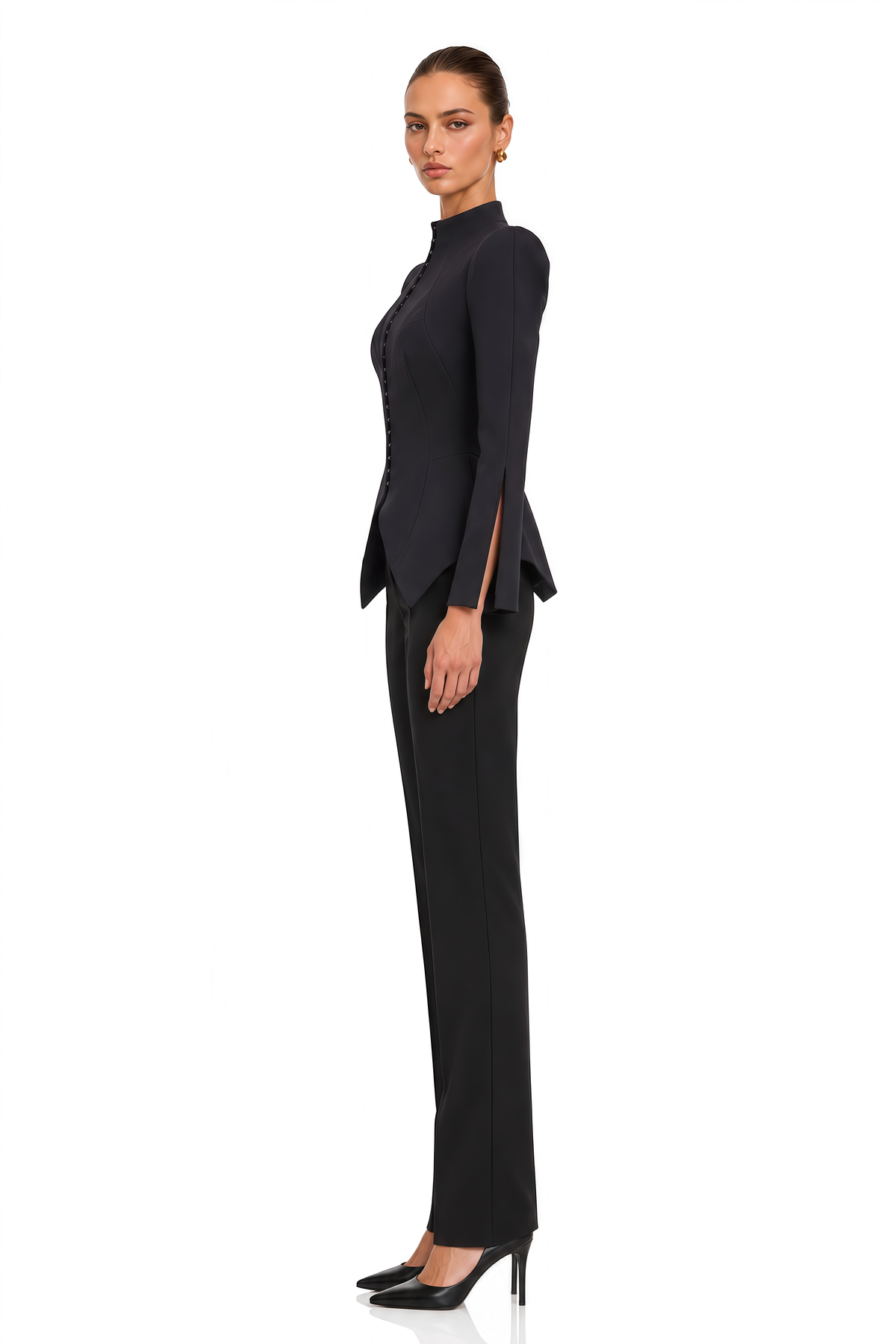 zeeva black structured-shoulder blazer