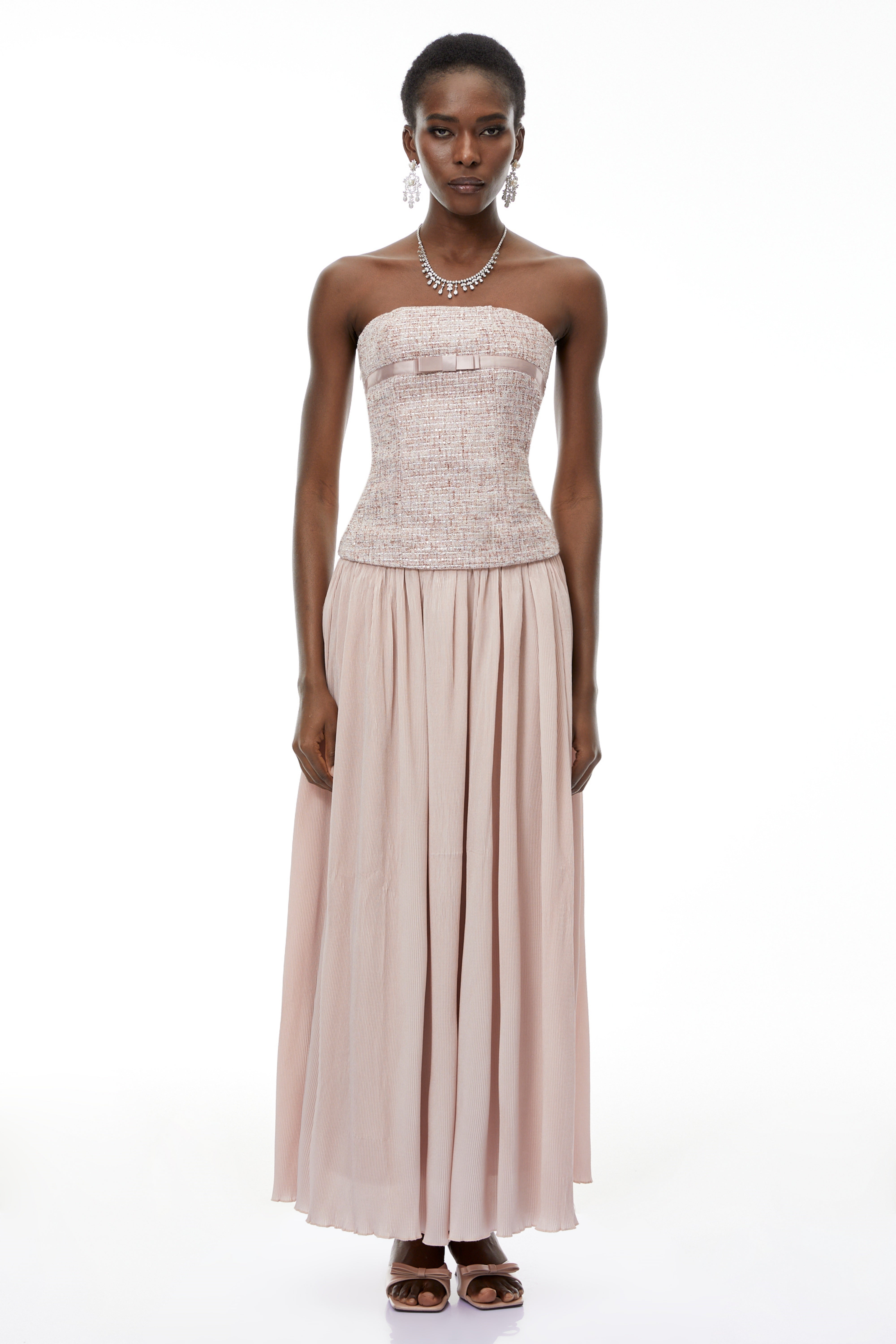 Zephyrine Pink Off Shoulder Ruched Maxi Dress