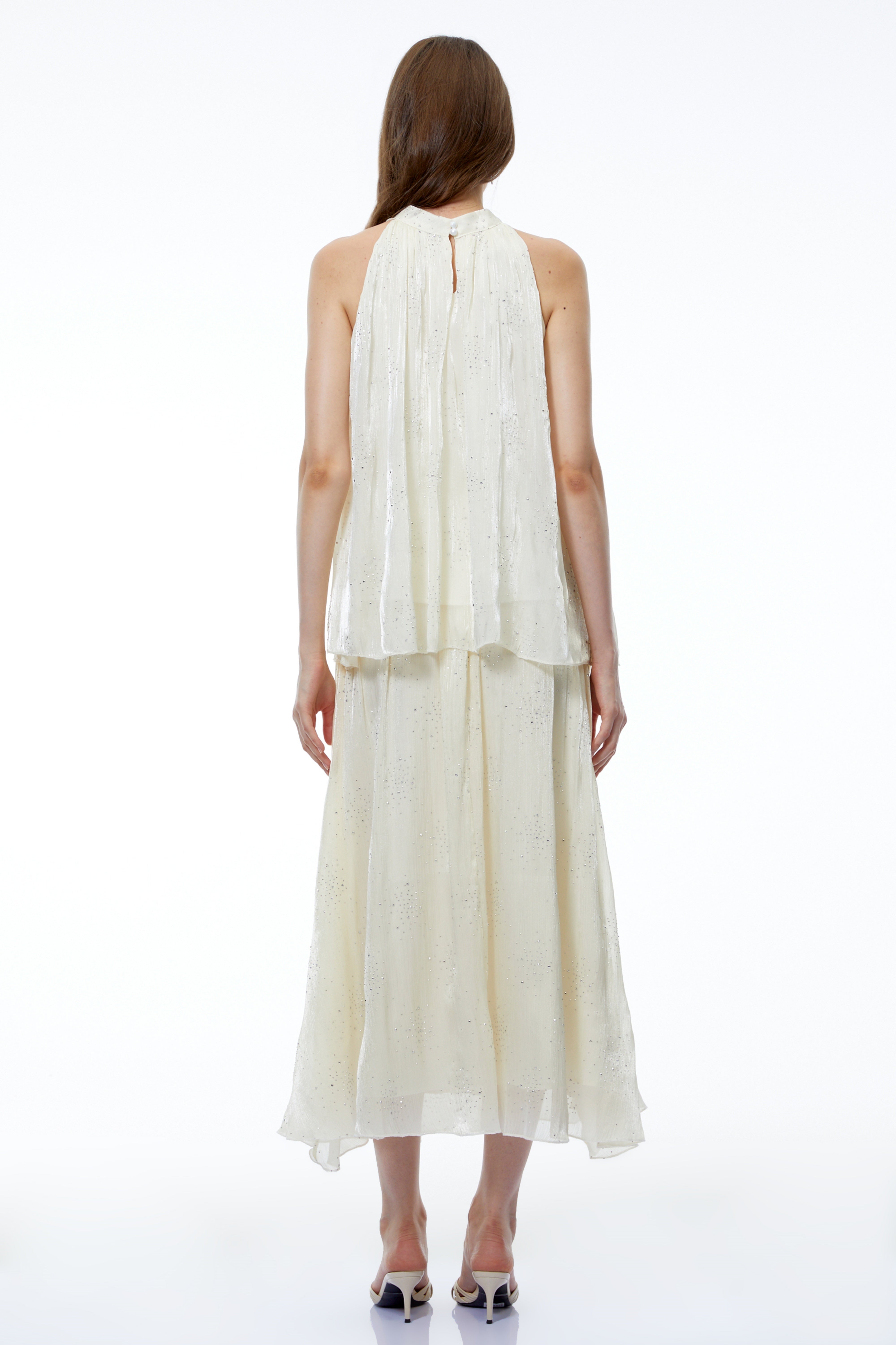 Zoe Cream Embellished Top & Skirt Set