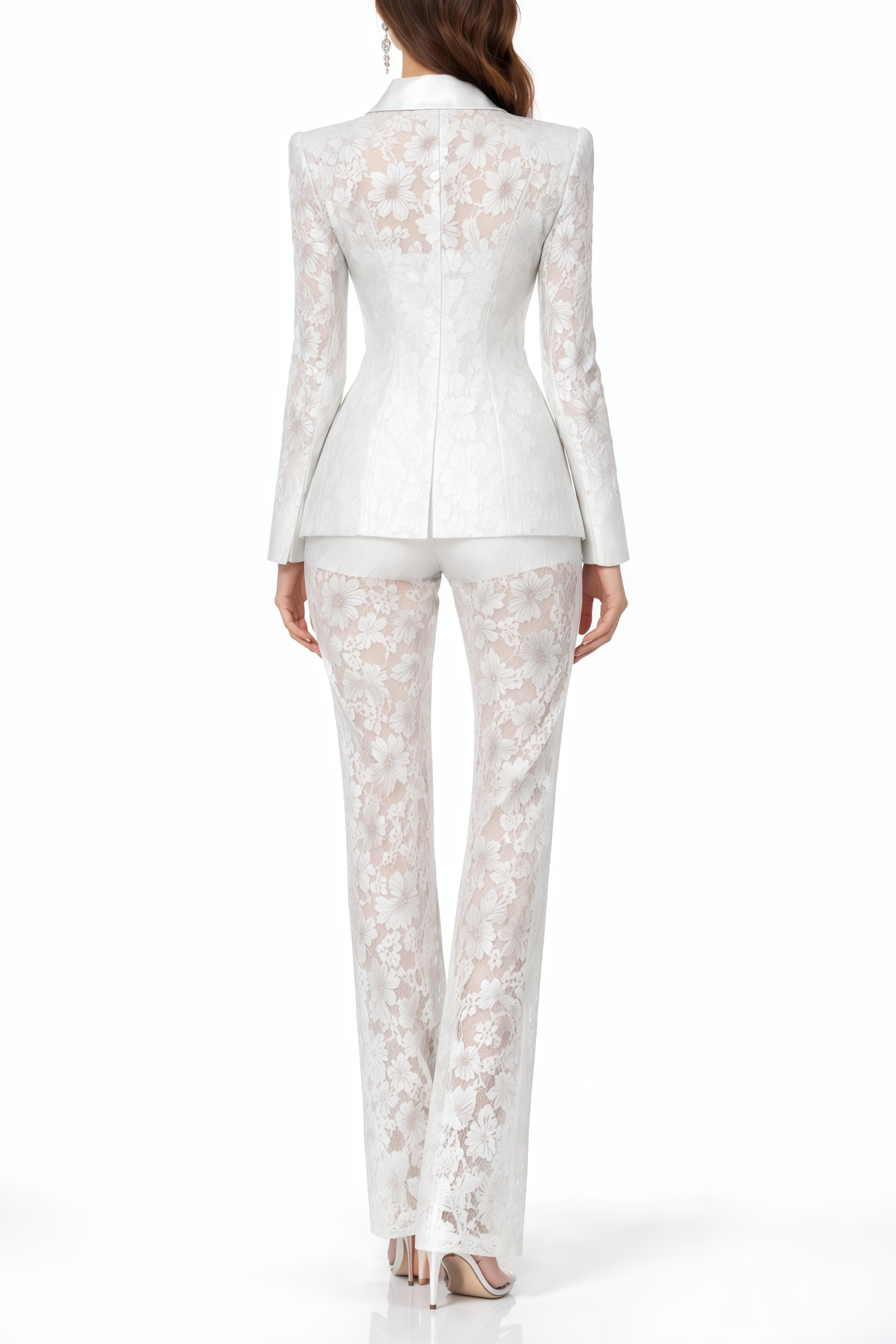 Zoé Sheer Lace Blazer & Trousers Matching Set