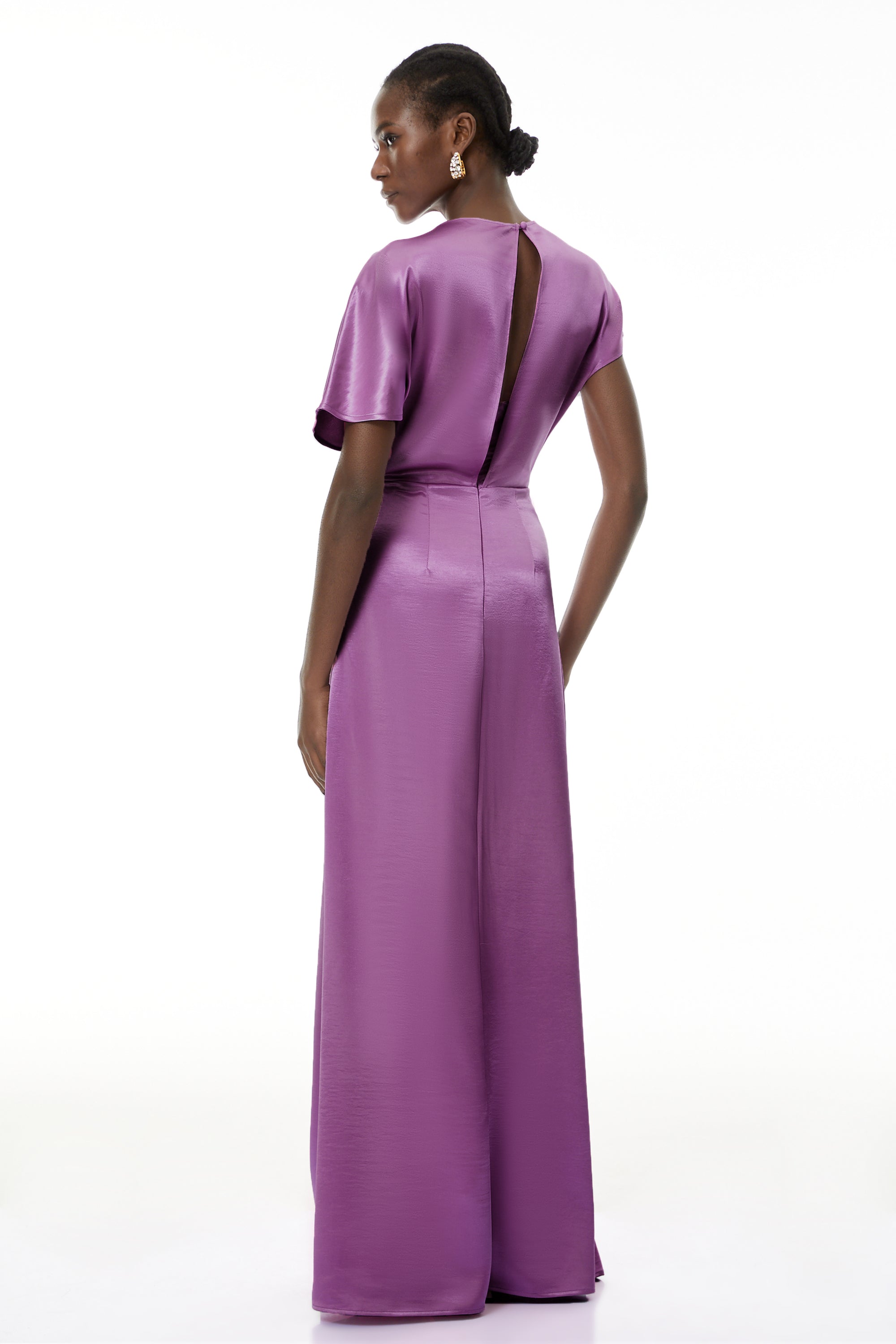 Zuzanna Purple Asymmetrical Glossy Maxi Dress (Final Sale-US Only)