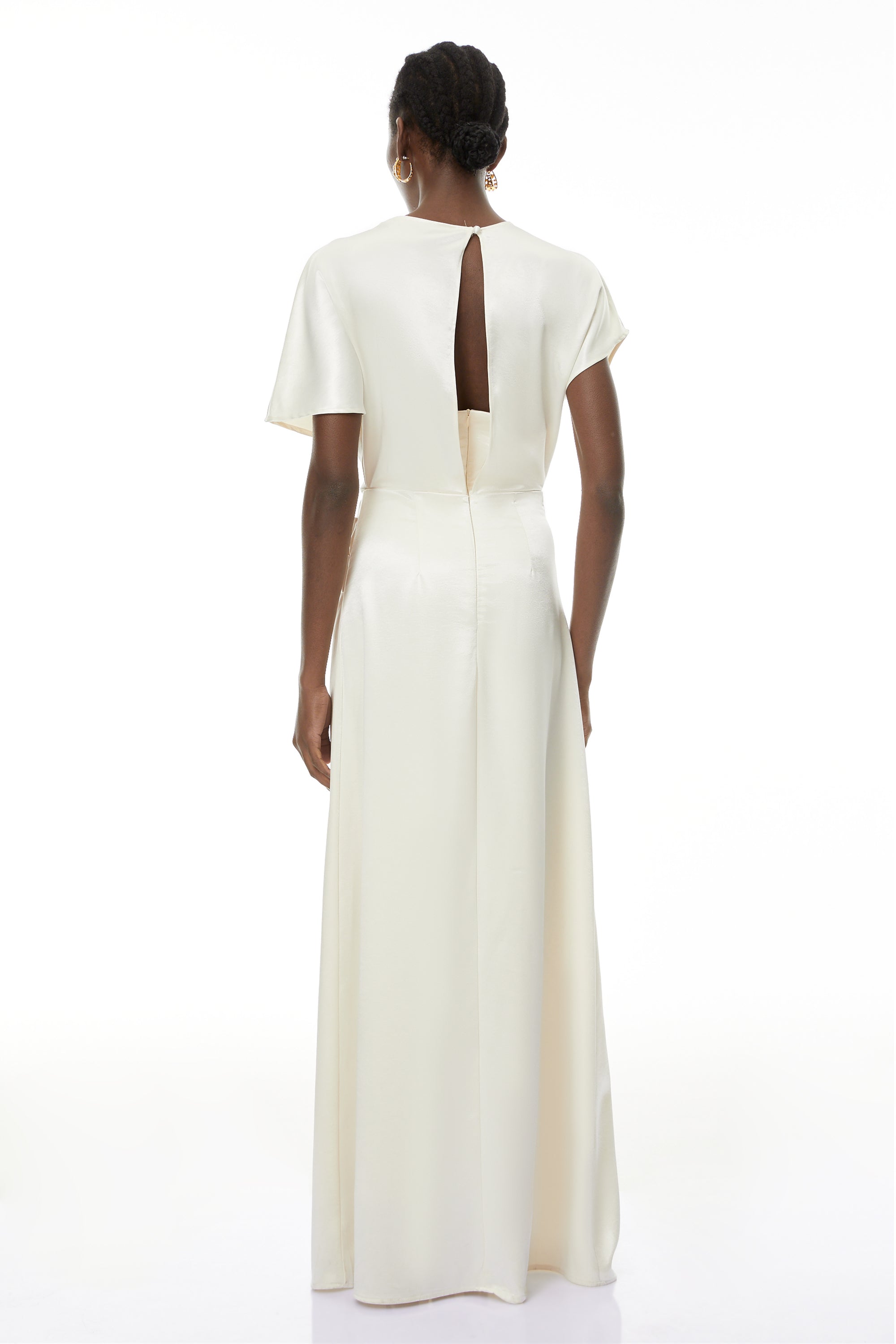 Zuzanna White Asymmetrical Glossy Maxi Dress (Final Sale-US Only)