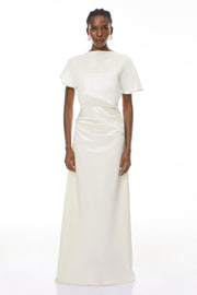Zuzanna White Asymmetrical Glossy Maxi Dress (Final Sale-US Only)