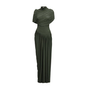 Catherine asymmetrical pleated maxi dress in Green (Final Sale-US Only)