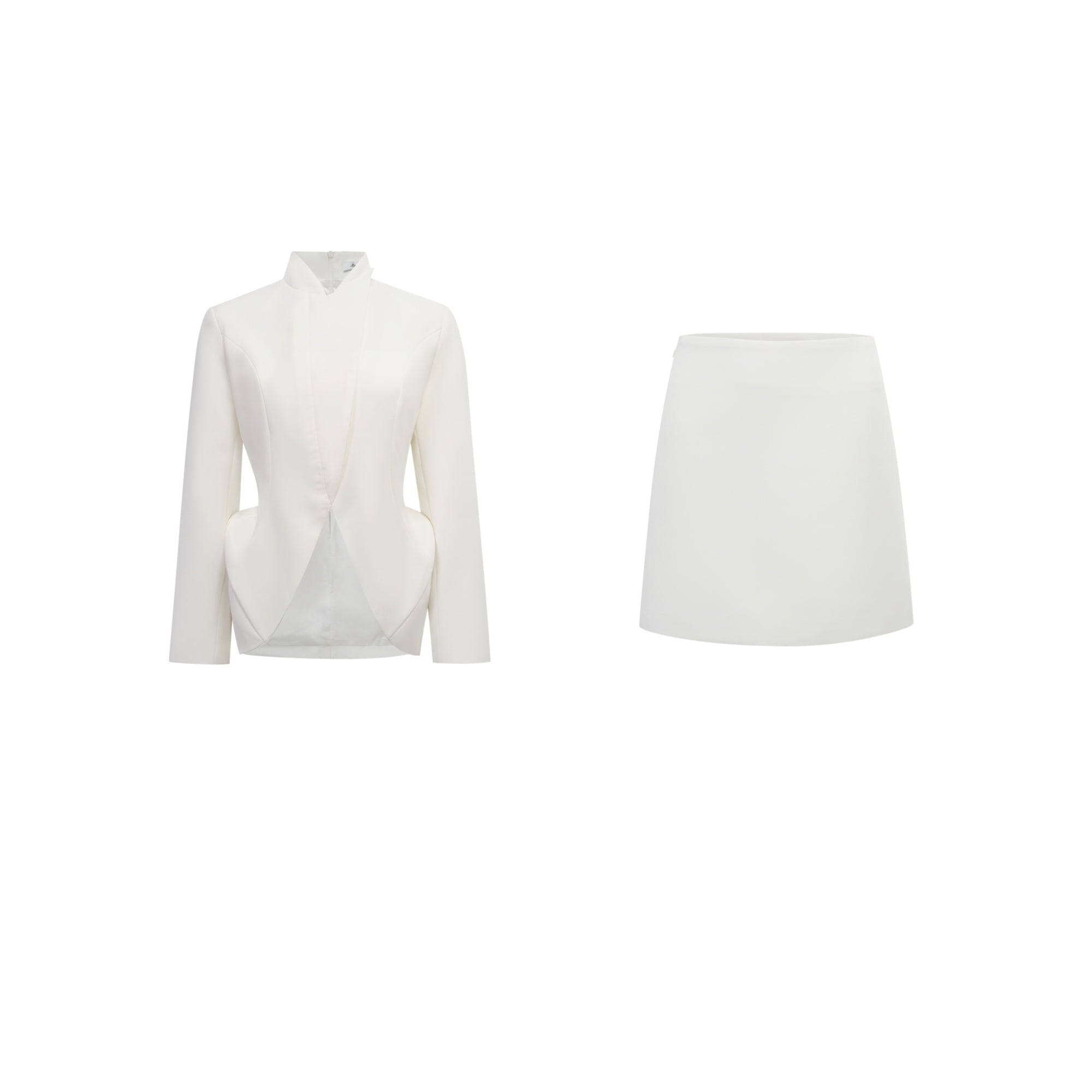 Adriana White Barrel Design Jacket & Skirt Set (Final Sale-US Only)