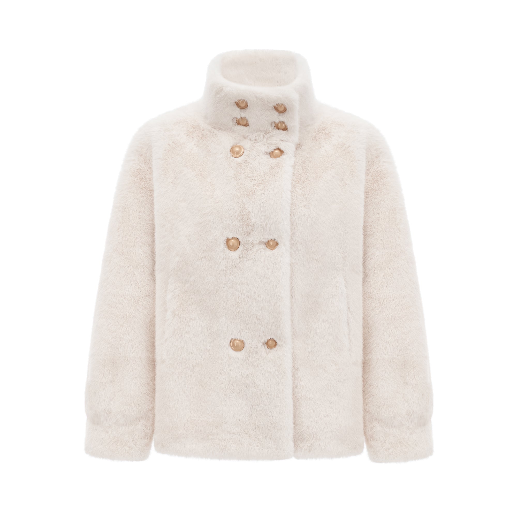 Chantal white faux-fur double-breasted jacket (Final Sale)