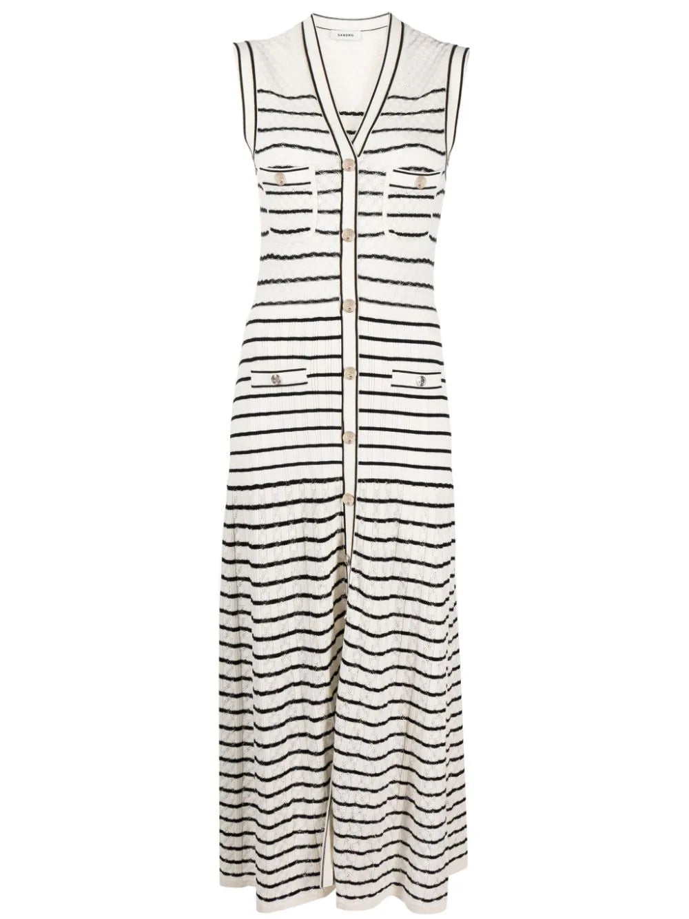 SANDRO striped midi dress - White