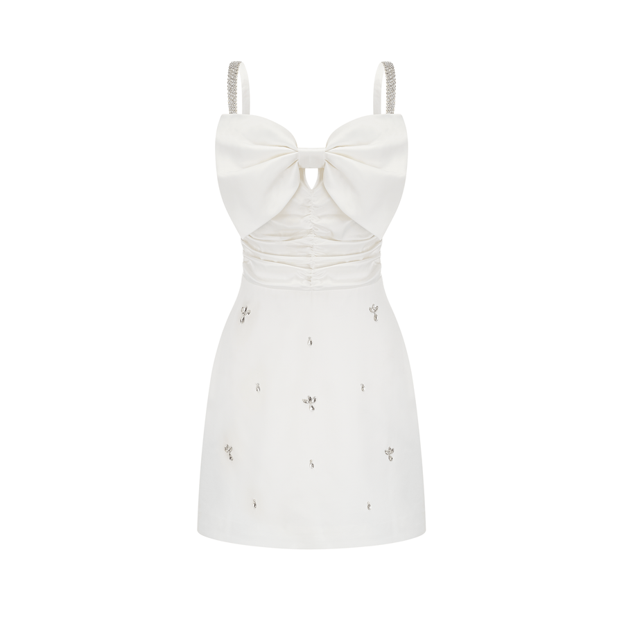 Anastasia white crystal-embellished mini dress