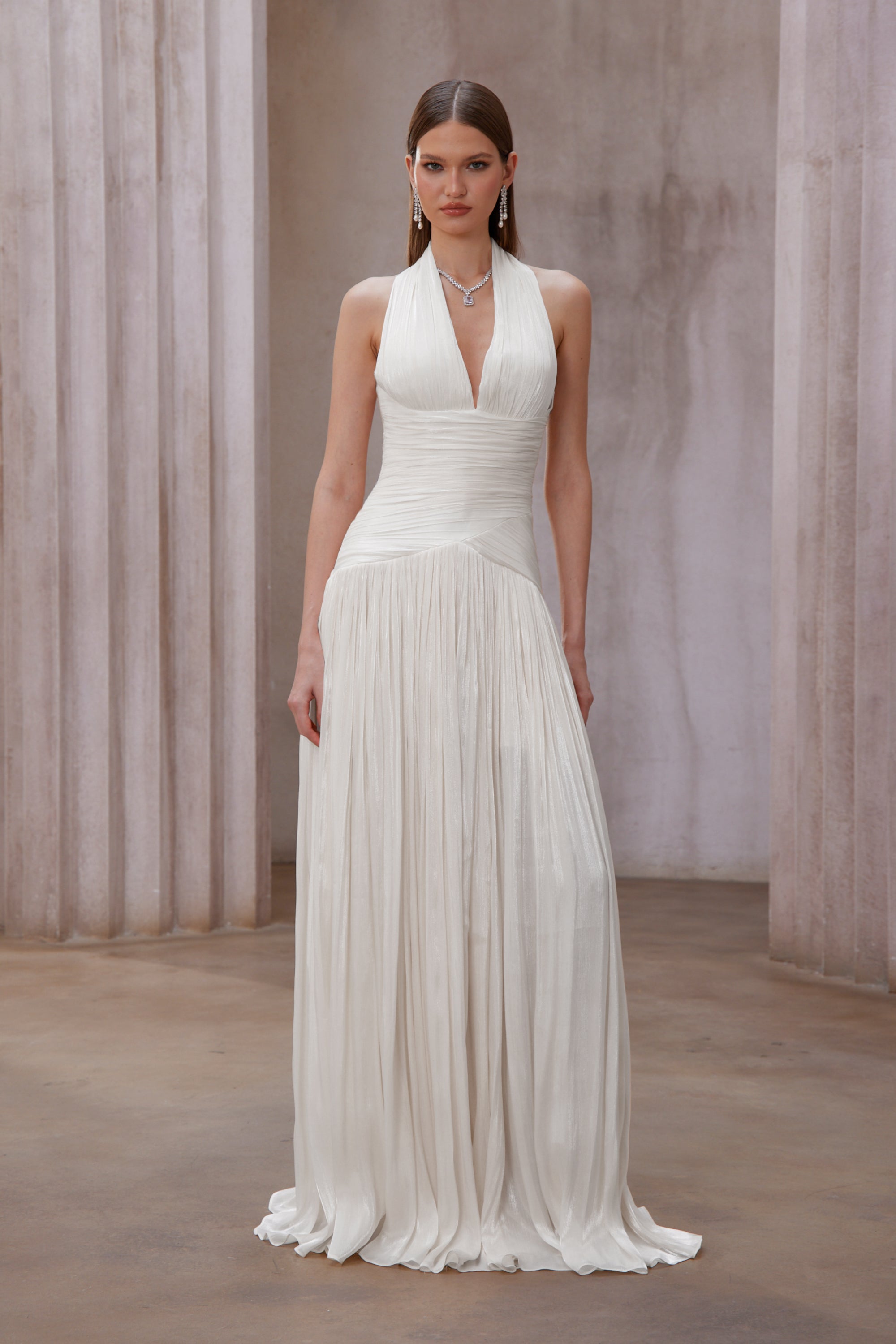 Uranie White Gathered Maxi Dress