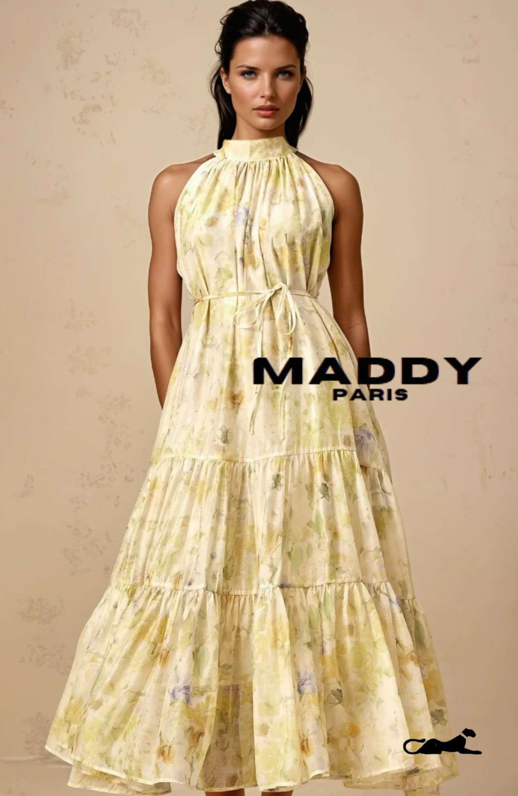 Ulani floral-print sleeveless midi dress in Yellow - Yellow
