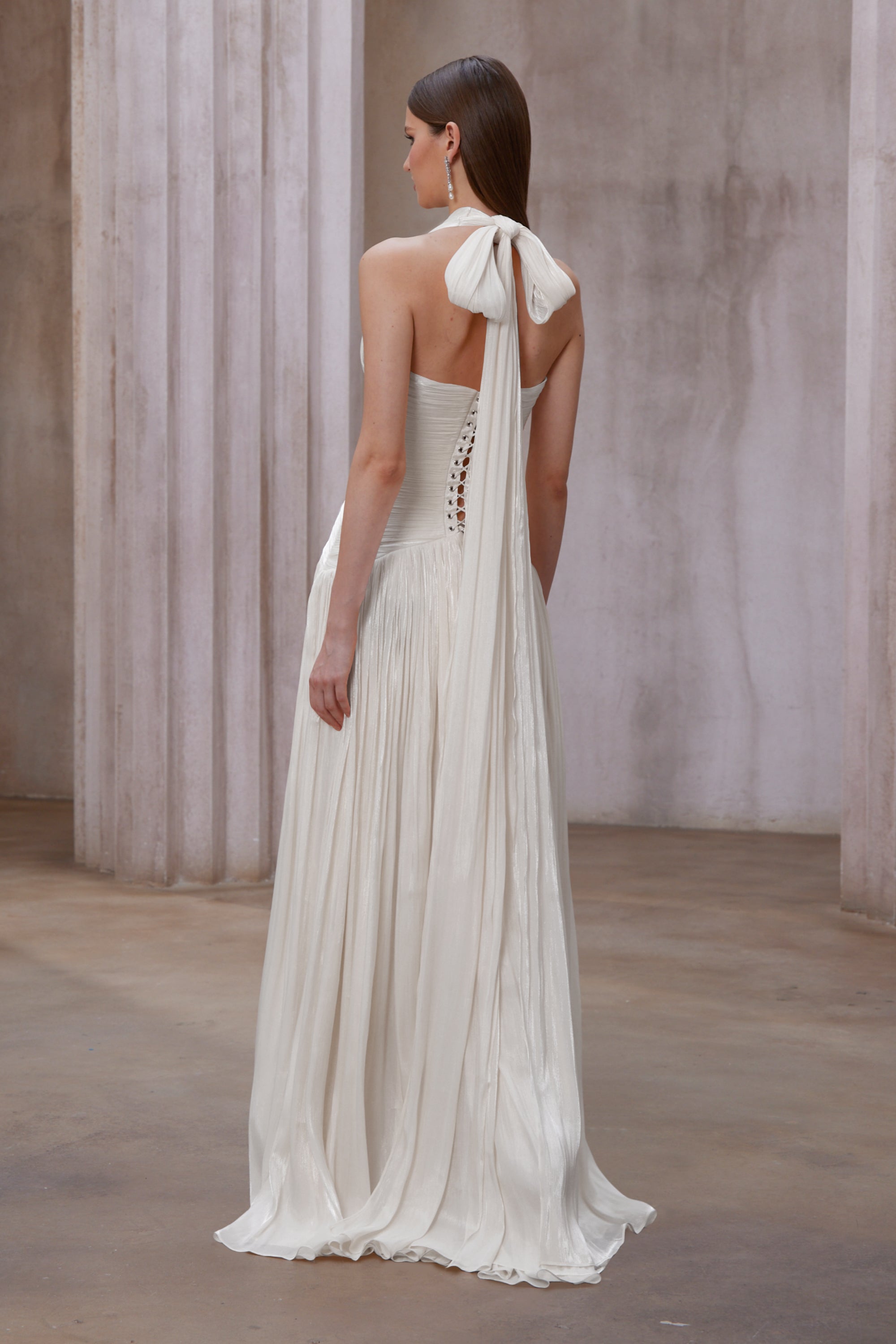 Uranie White Gathered Maxi Dress
