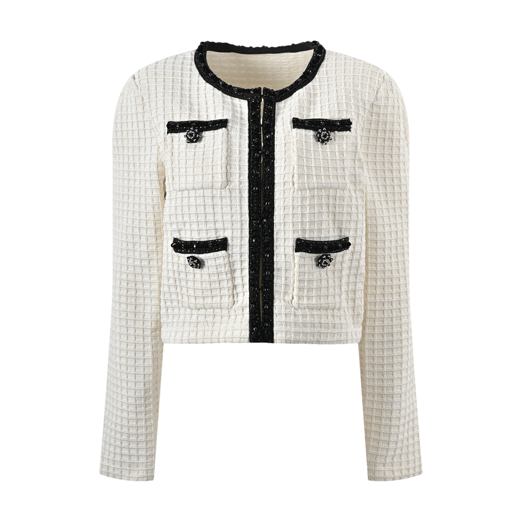 Audrey white waffle-knit jacket & skirt matching set (US Only)