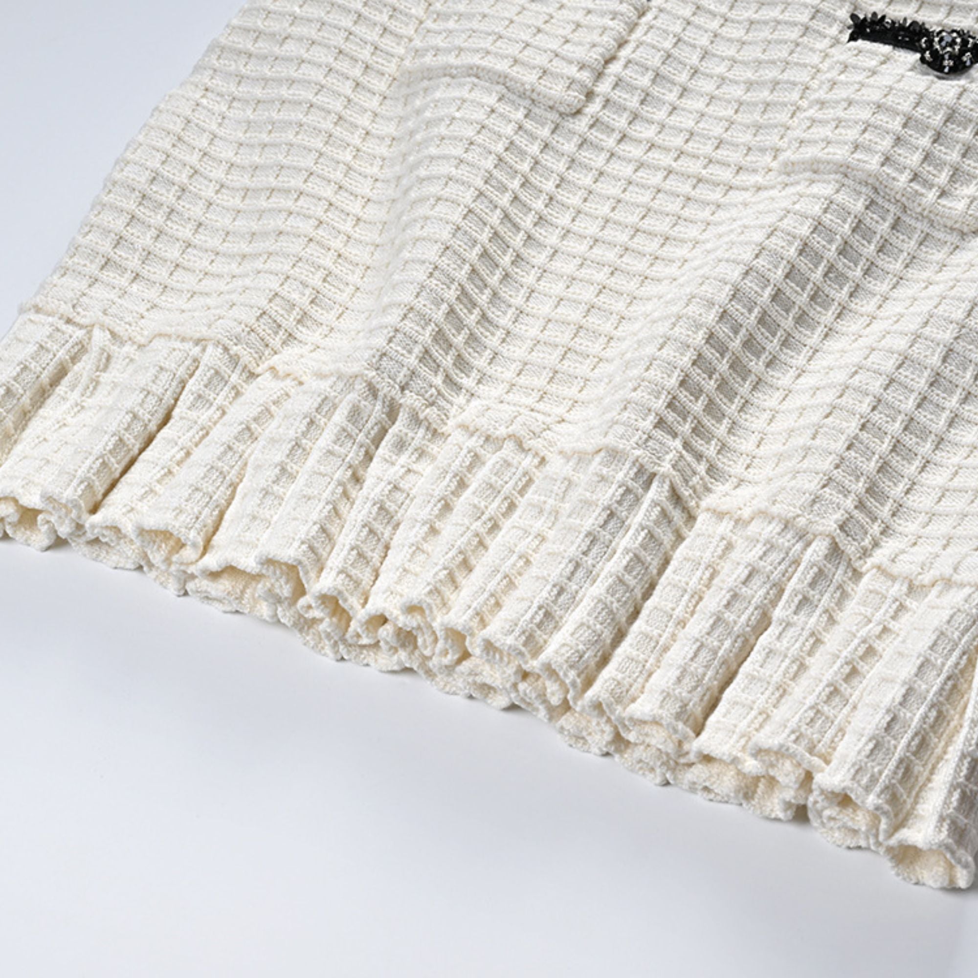 Audrey white waffle-knit jacket & skirt matching set