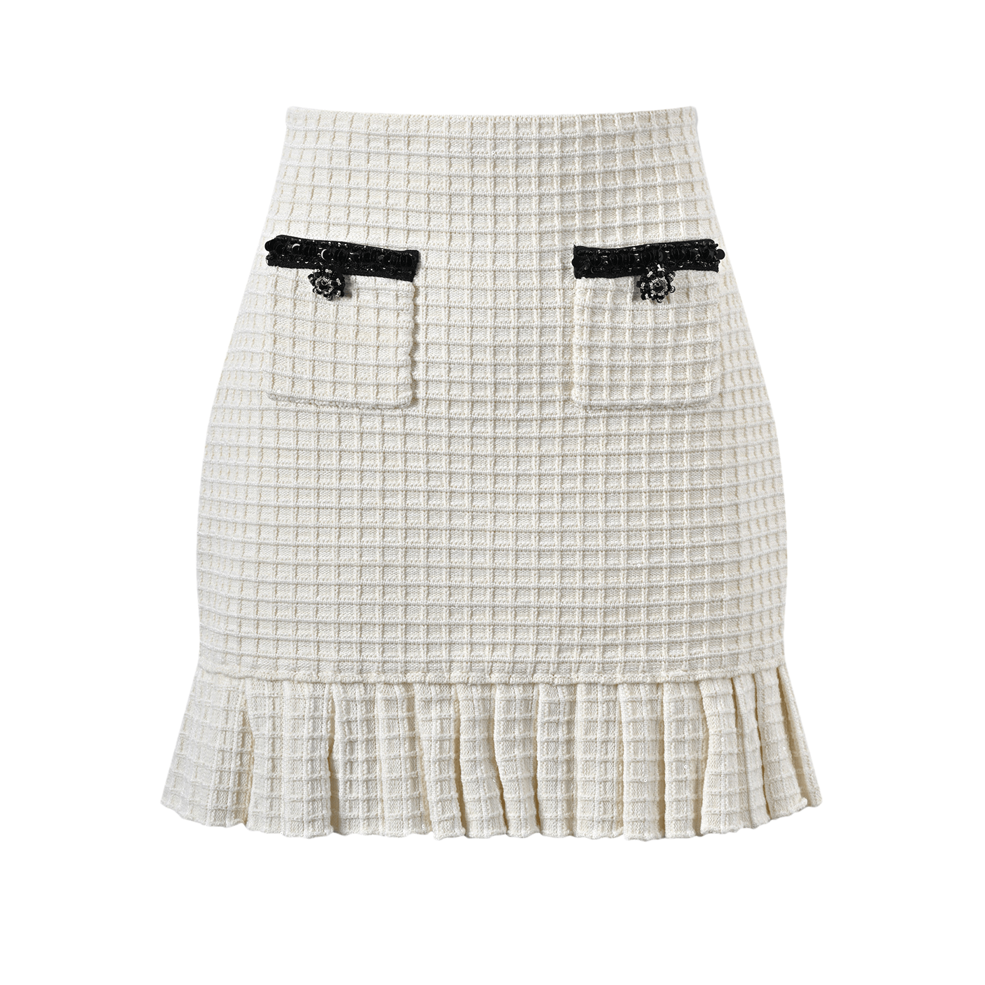 Audrey white waffle-knit jacket & skirt matching set (US Only)