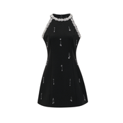 Babette crystal-embellished black mini dress - Black