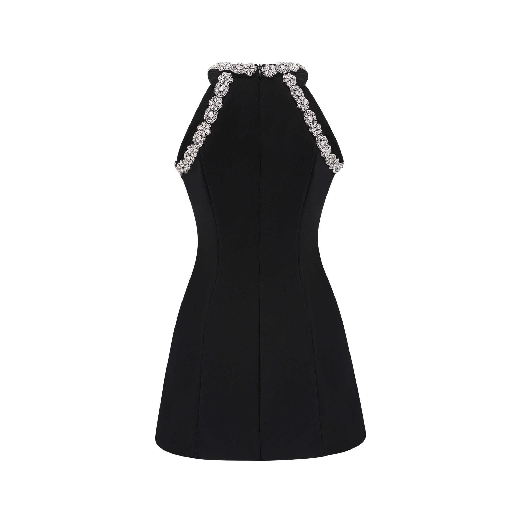Babette crystal-embellished black mini dress