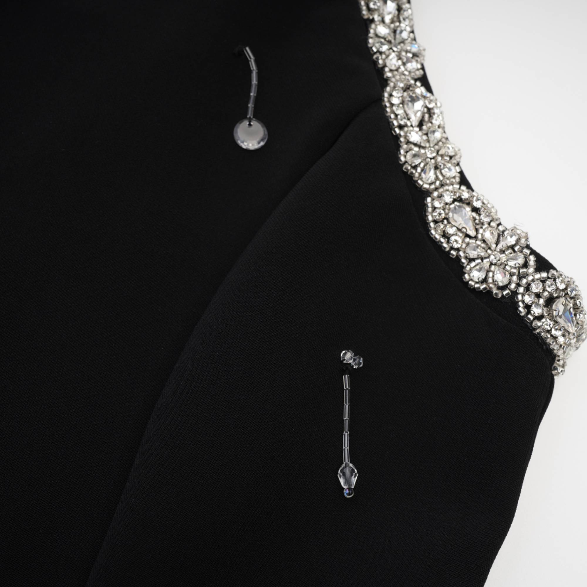 Babette crystal-embellished black mini dress
