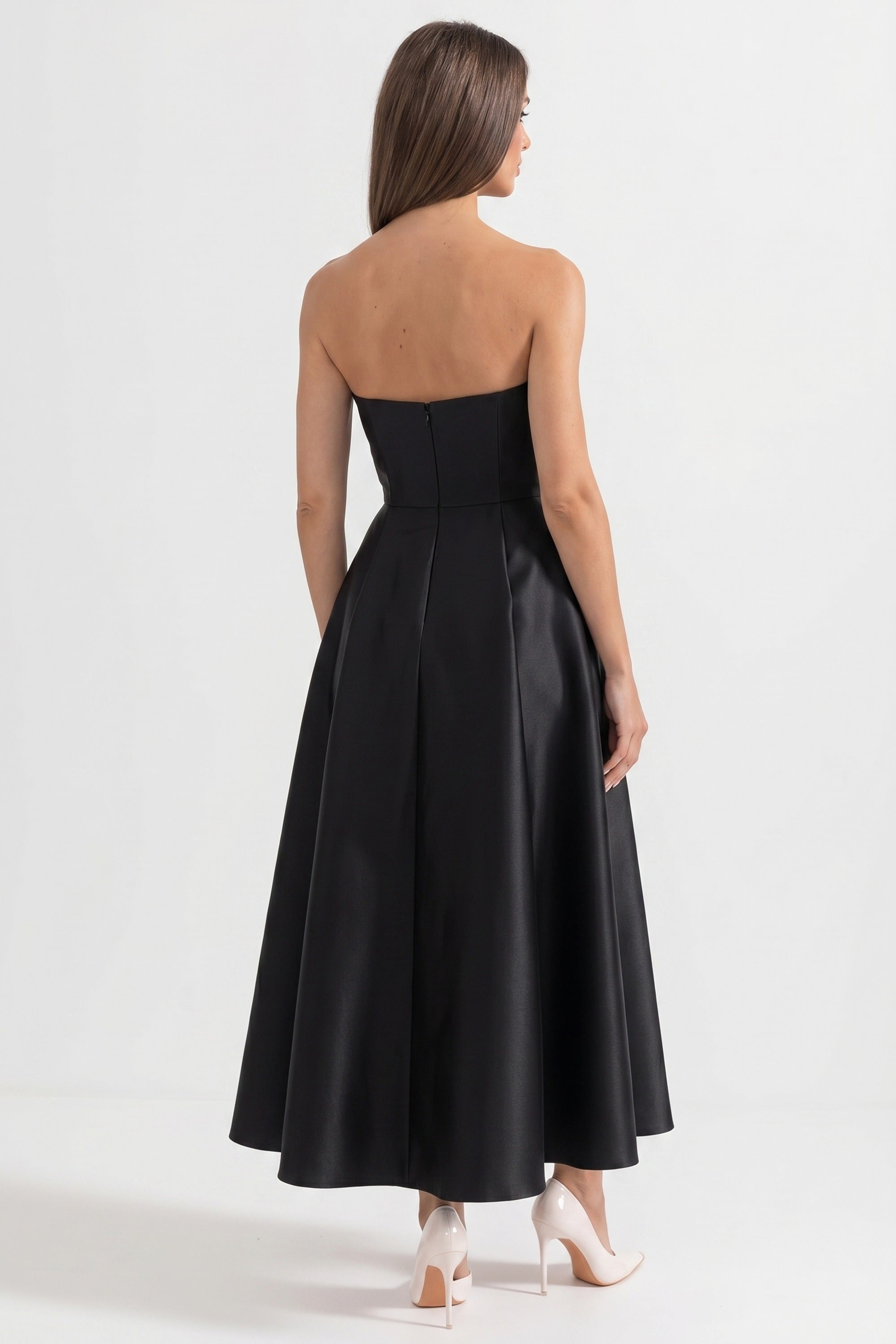 One-Shoulder Ballgown With Oversized 3D Rose And Full Skirt - Black