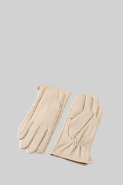 Sixtine Bespoke Stitching Leather Gloves - Beige