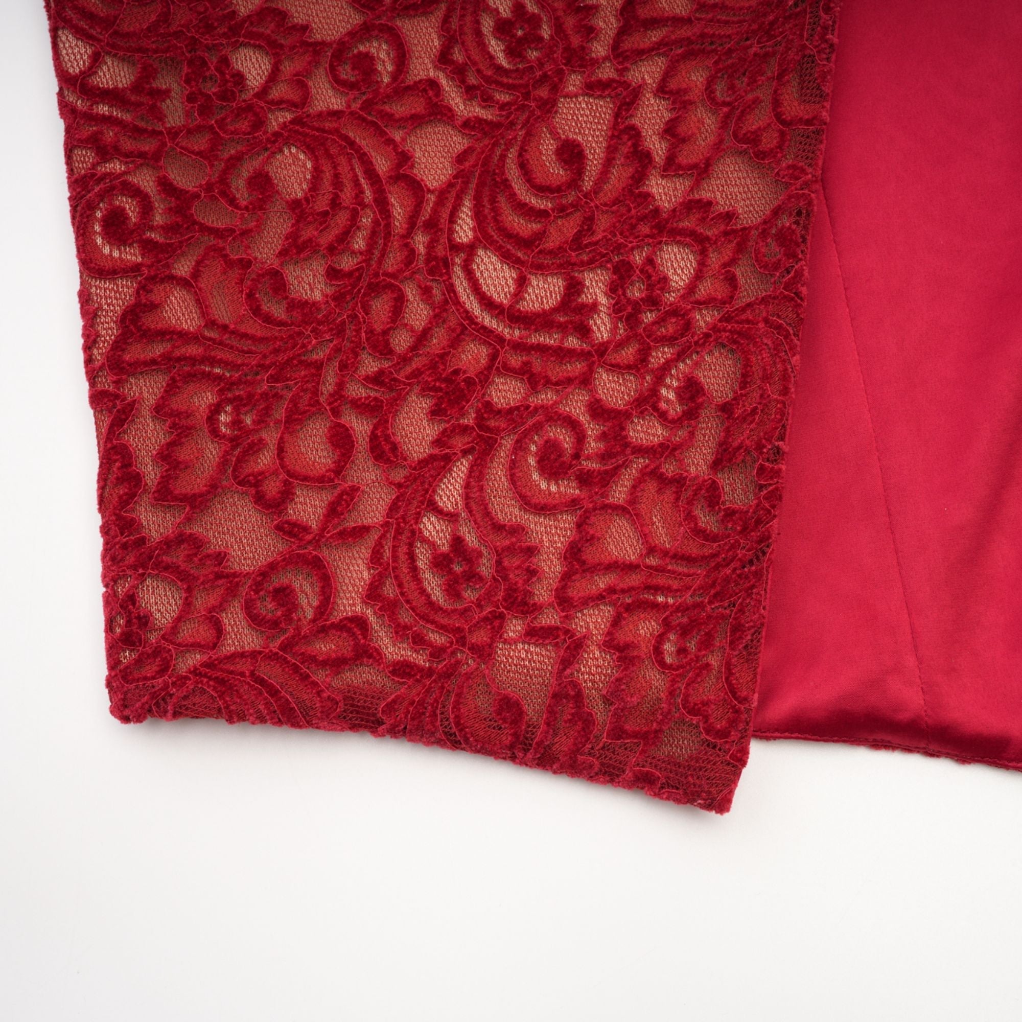 Belle red embellished midi dress (with gloves)