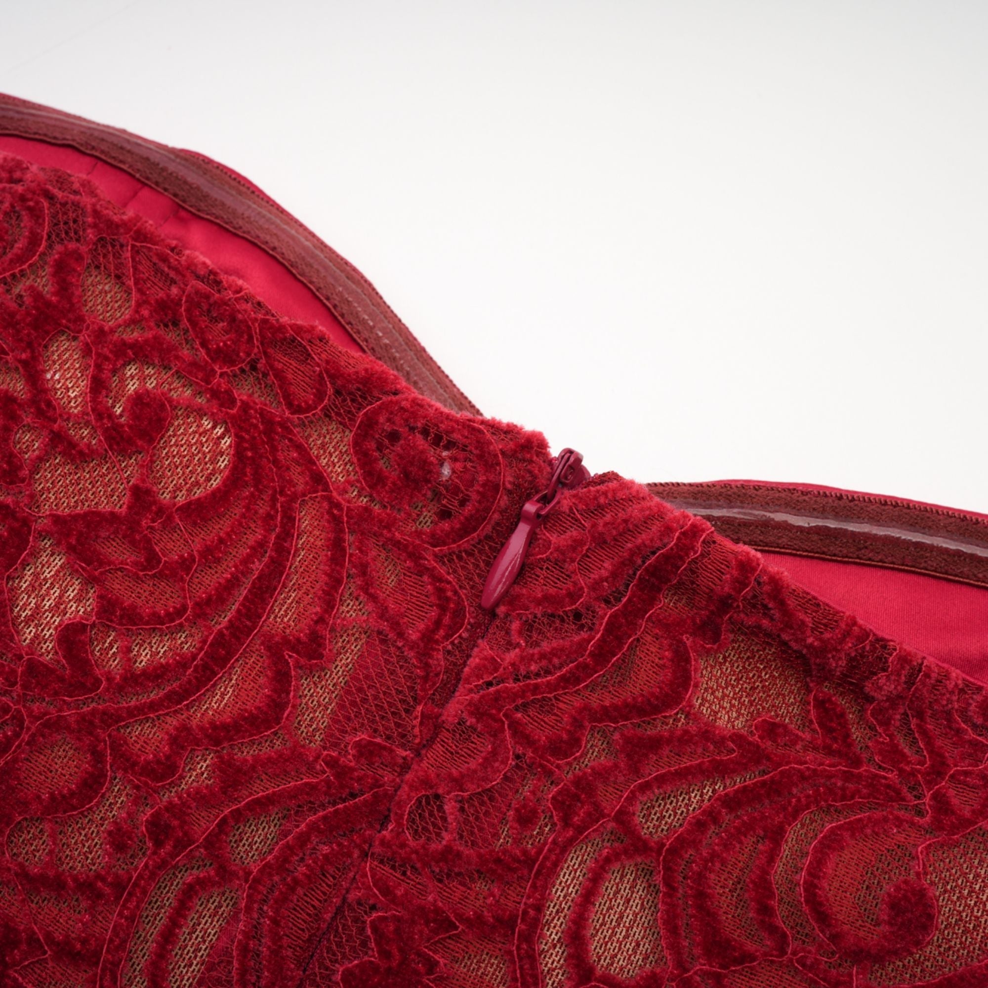 Belle red embellished midi dress (with gloves)