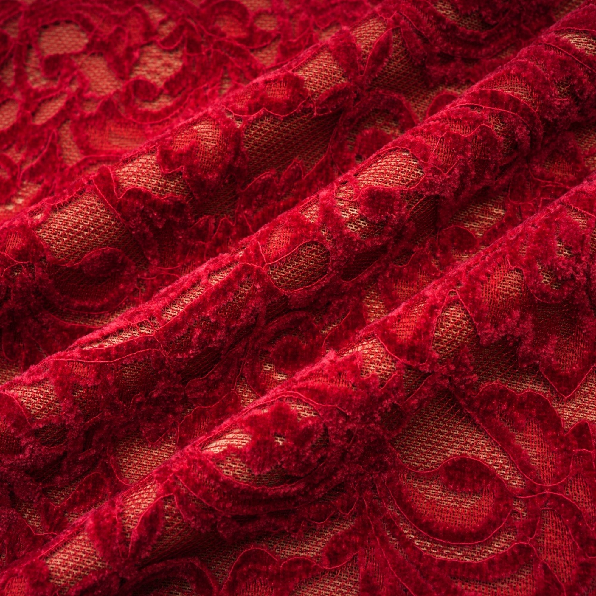 Belle red embellished midi dress (with gloves)
