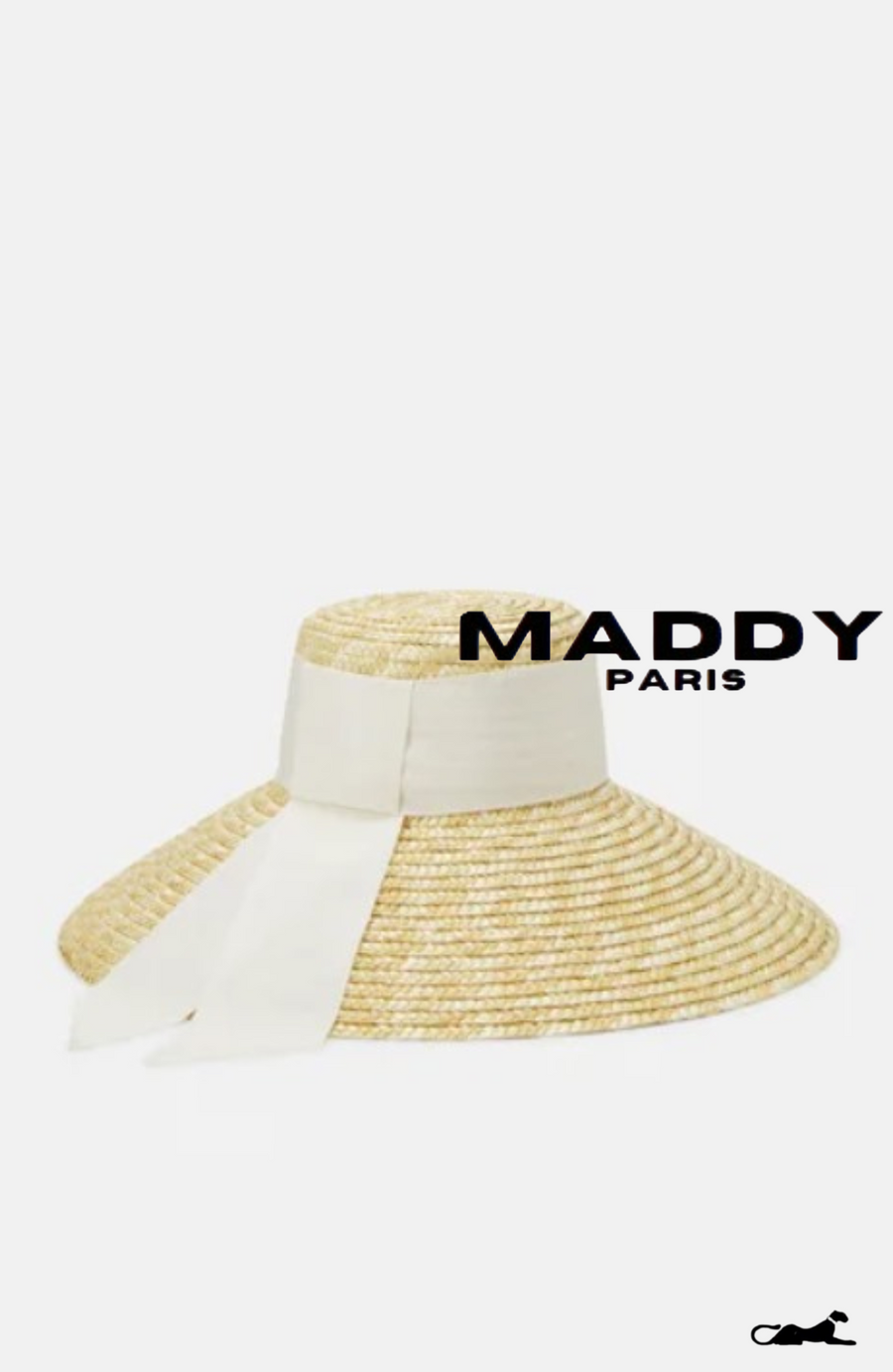 MIRABEL  WOVEN STRAW RIBBON HAT – NATURAL BEIGE WITH WHITE TRIM - White