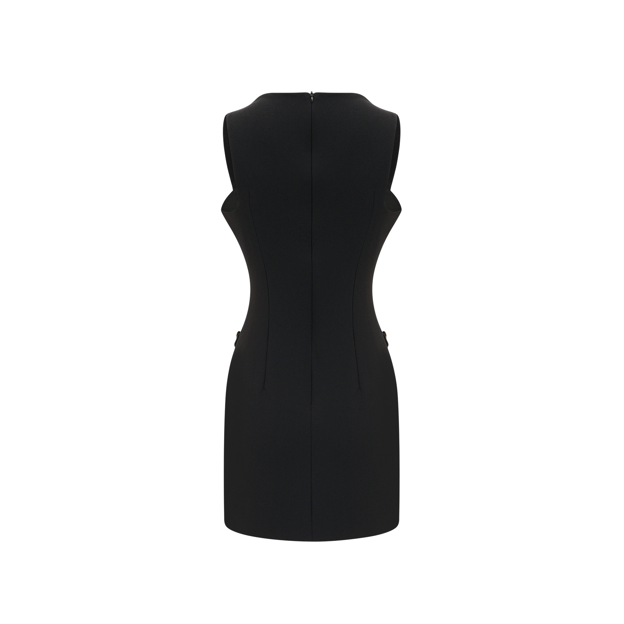Cascade button-detail black mini dress (US Only)