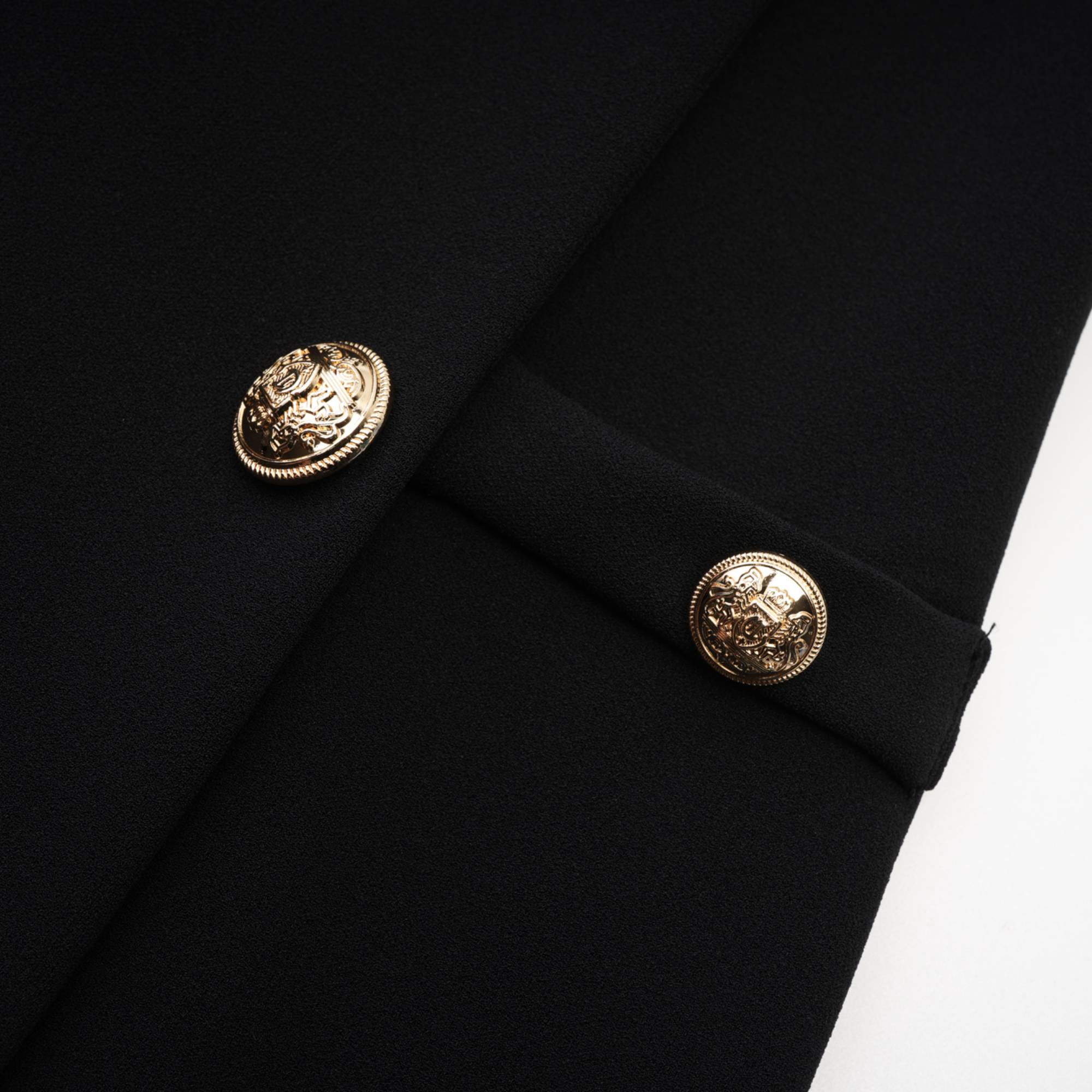 Cascade button-detail black mini dress (US Only)