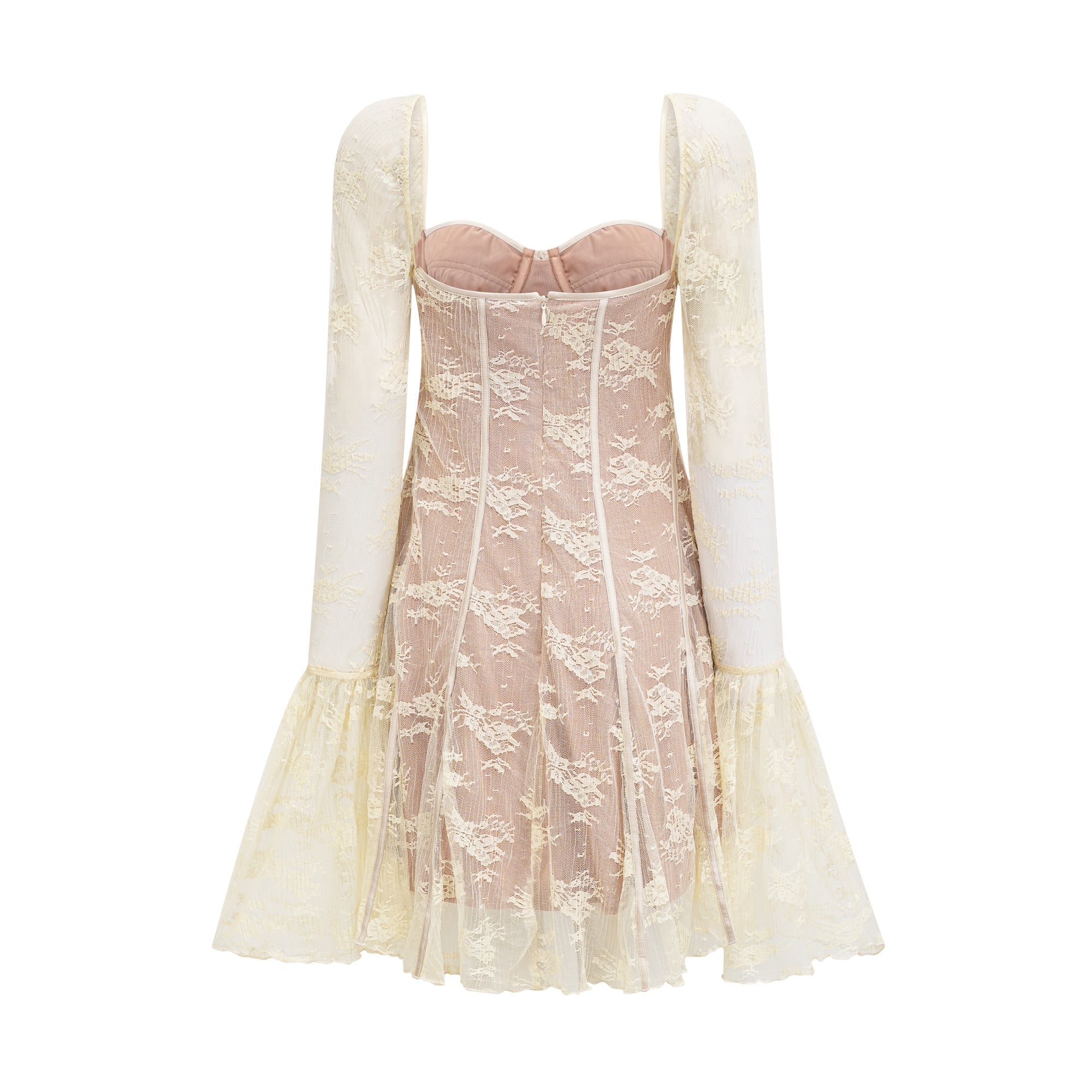 Cyrielle cream-white flared-cuff long-sleeved dress (Final Sale)