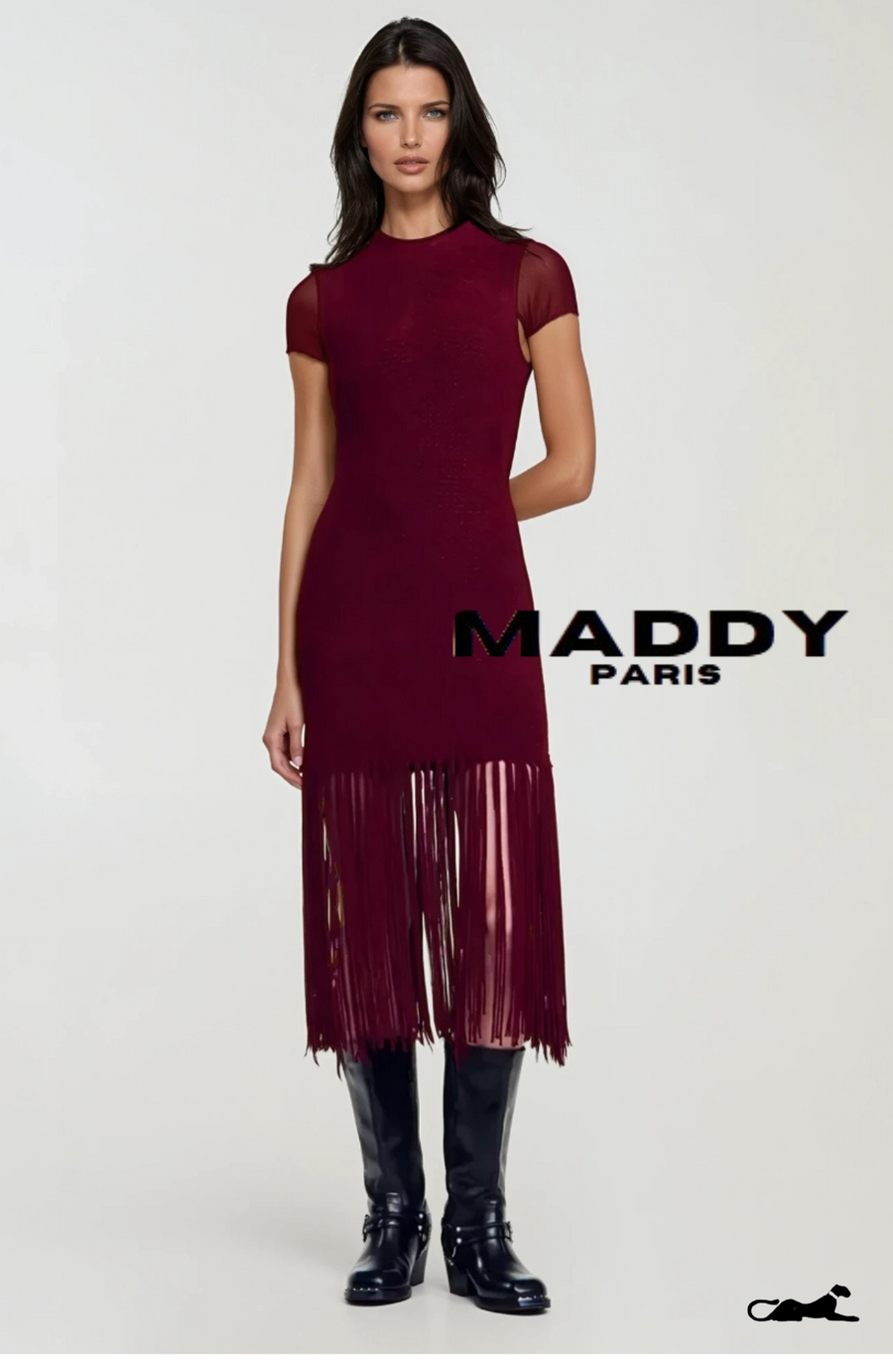 MADDY PARIS EVANGELINE  VELVET FRINGE MAXI DRESS – Dark Red