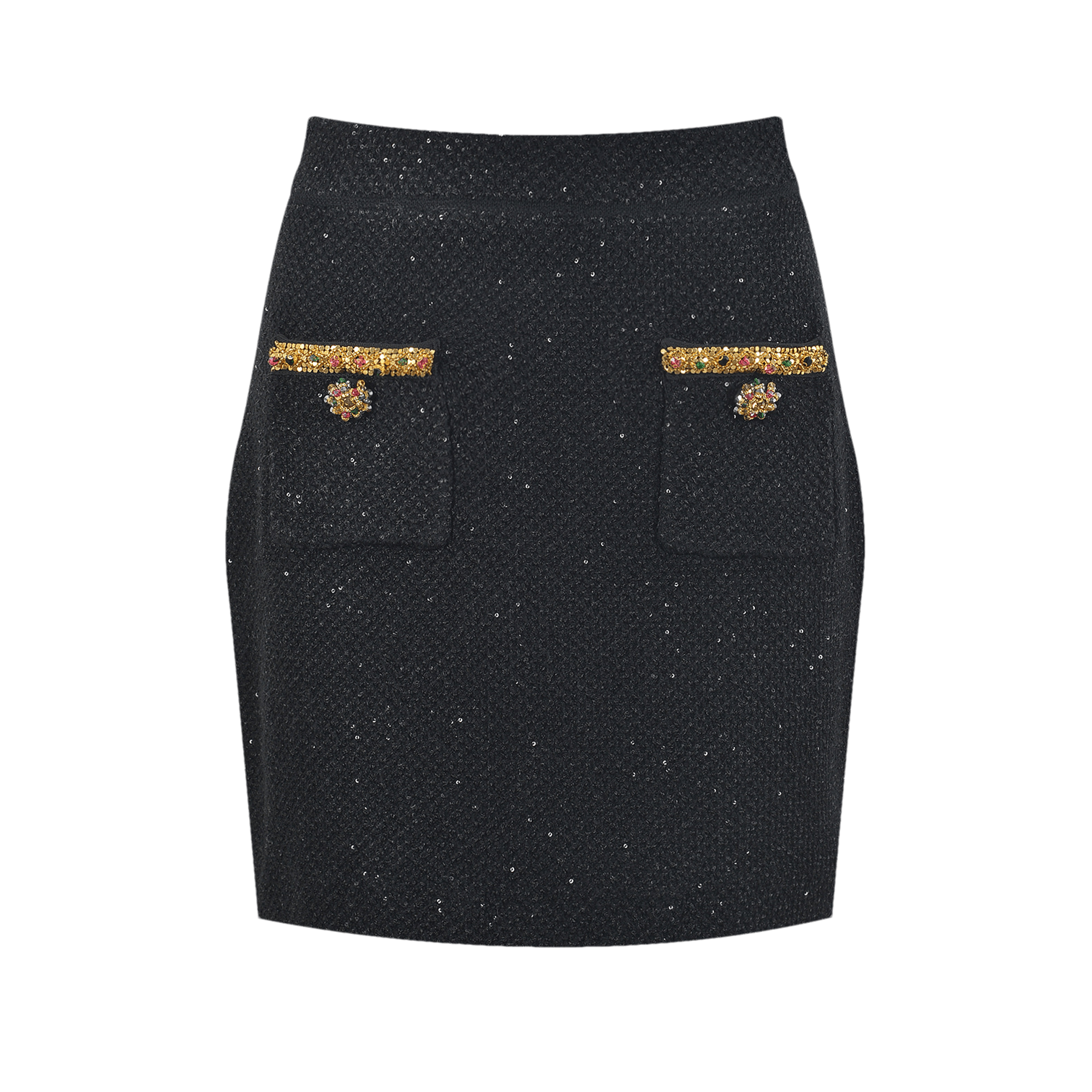 Ariane black sequined tweed jacket & skirt matching set