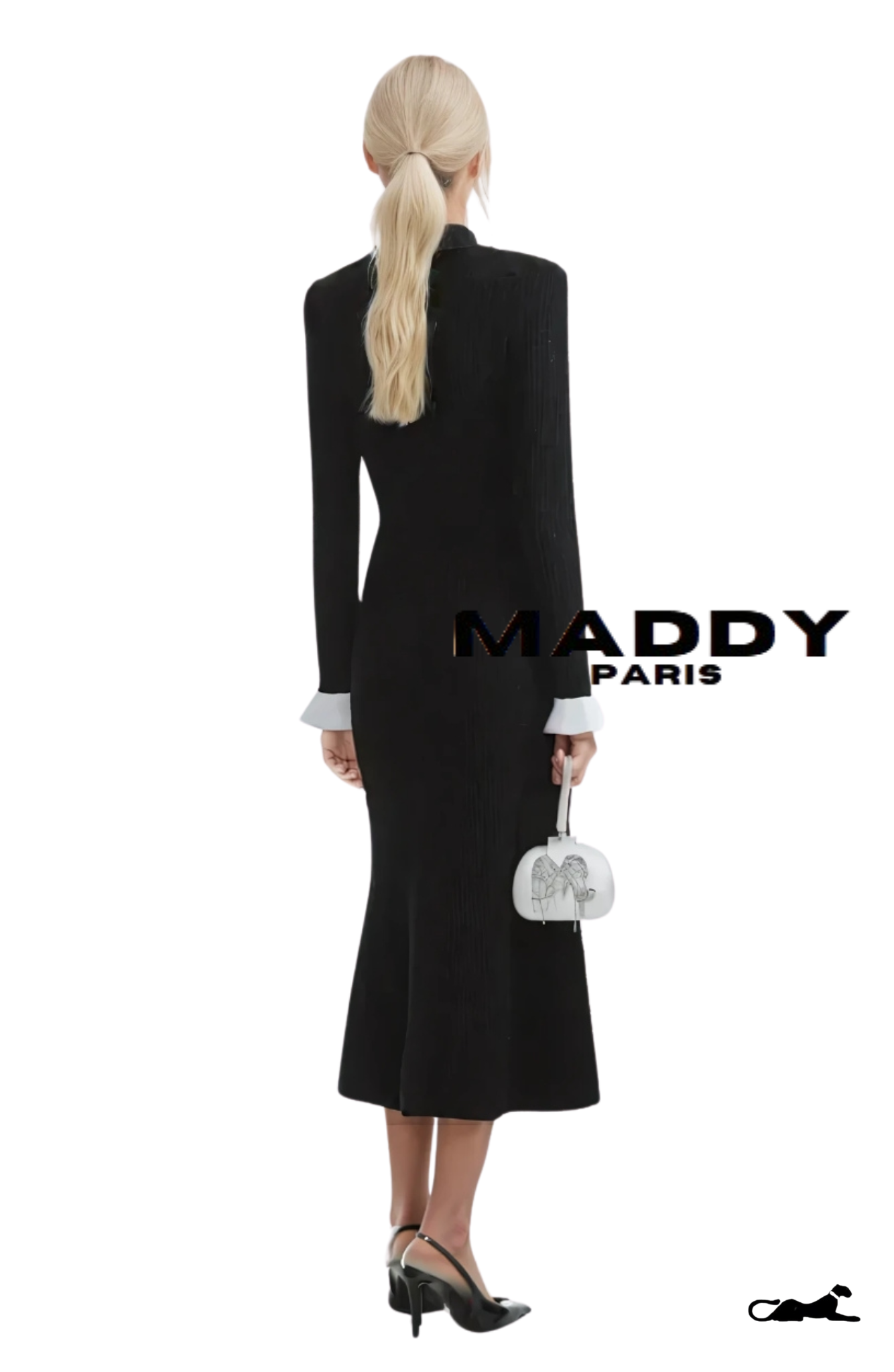 GISELLE EMBELLISHED TWEED MAXI DRESS - BLACK & WHITE