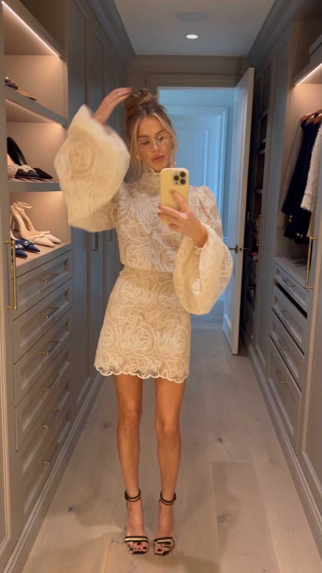eulalie cream white lace blouse & skirt set