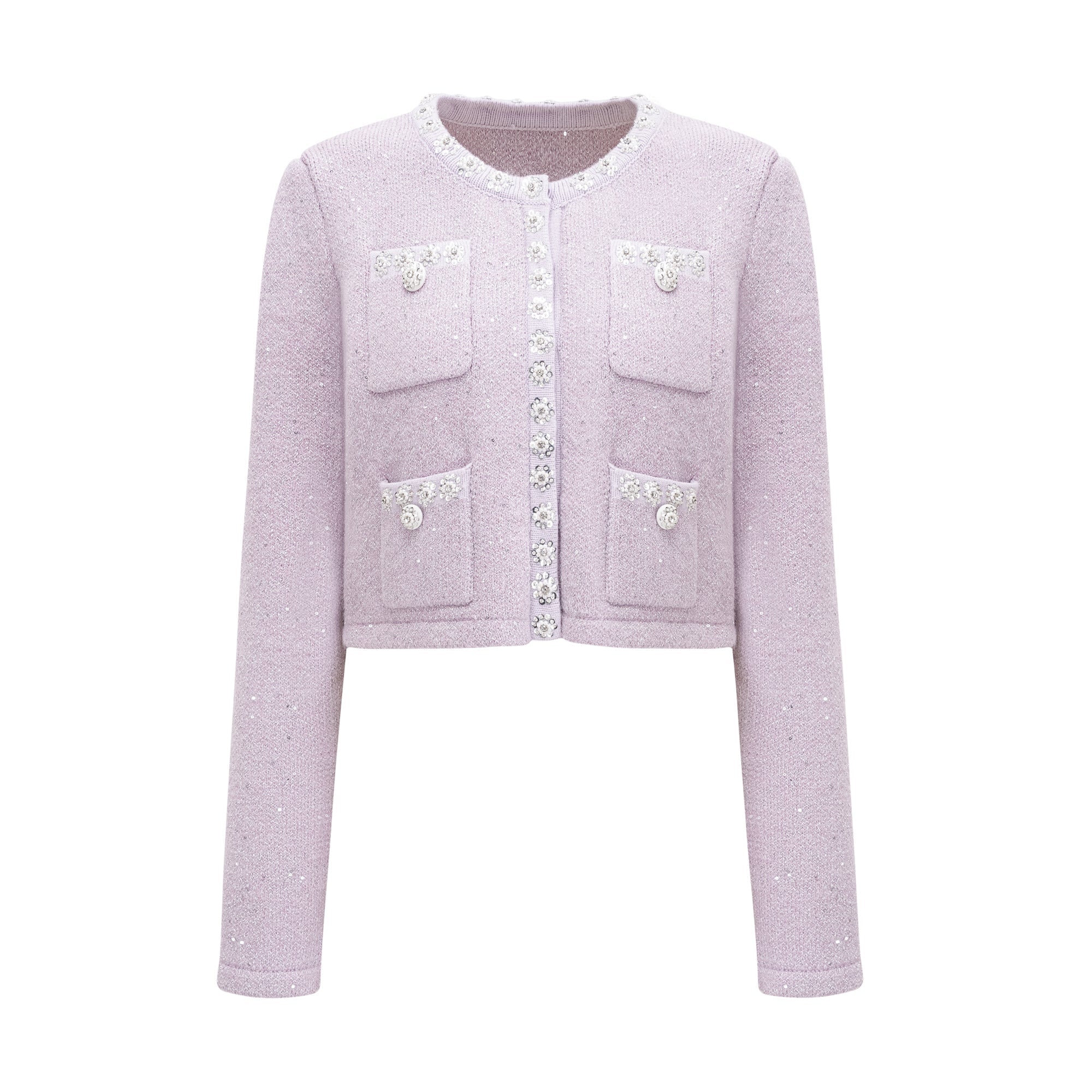 Fabienne purple sequin-detail jacket & skirt matching set (Final Sale-US Only)
