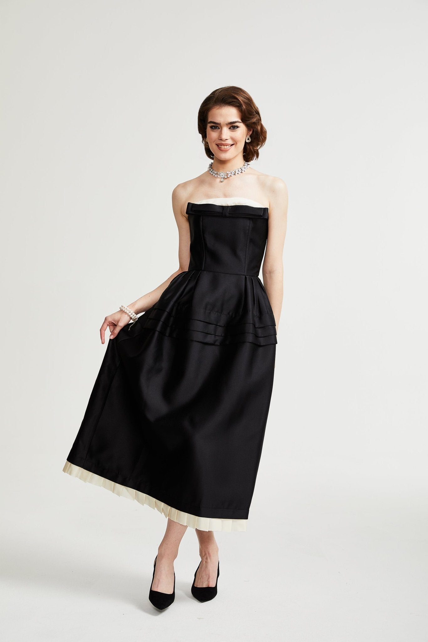 Felisara black bowknot midi dress (Final Sale-US Only)