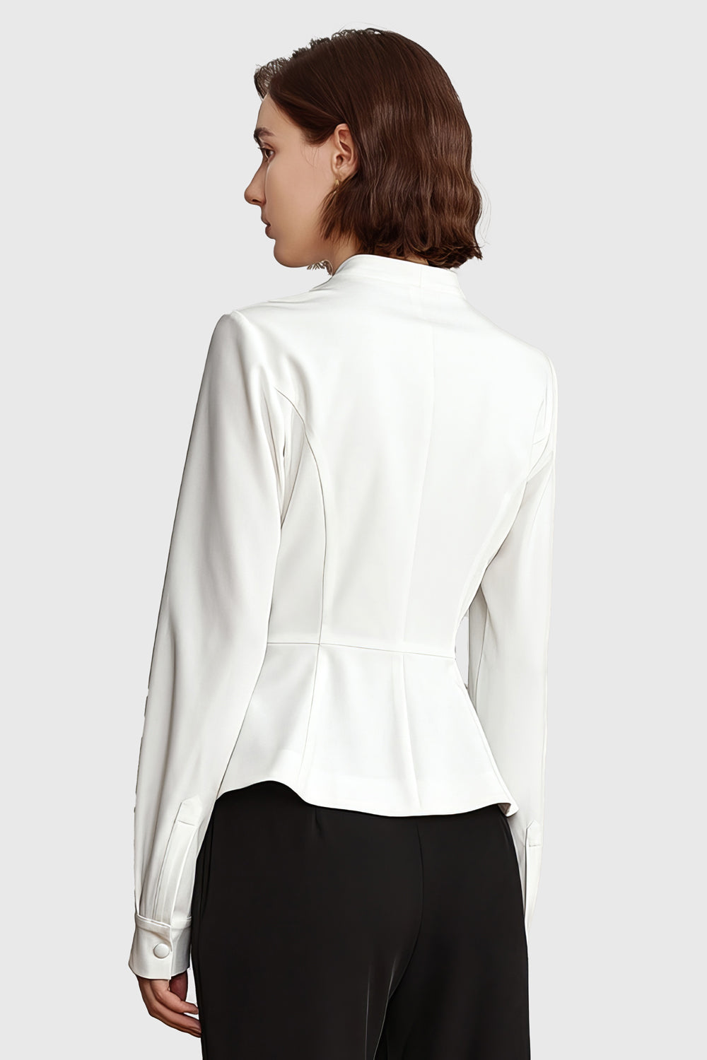 Cambered Shirt with Buttons - White