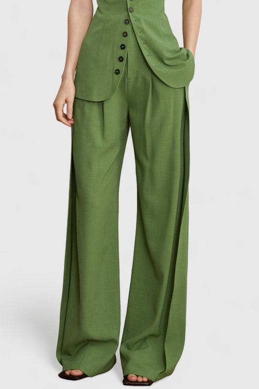 High Waisted Elegant Trousers - Green