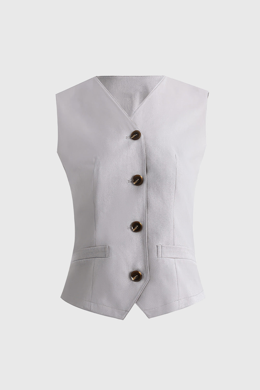 Buttoned Elegant Vest - Grey