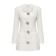Fionnghuala White Crystal Embellished Mini Dress (Final Sale-US Only)