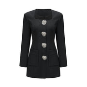 Fionnghuala Black Crystal Embellished Mini Dress