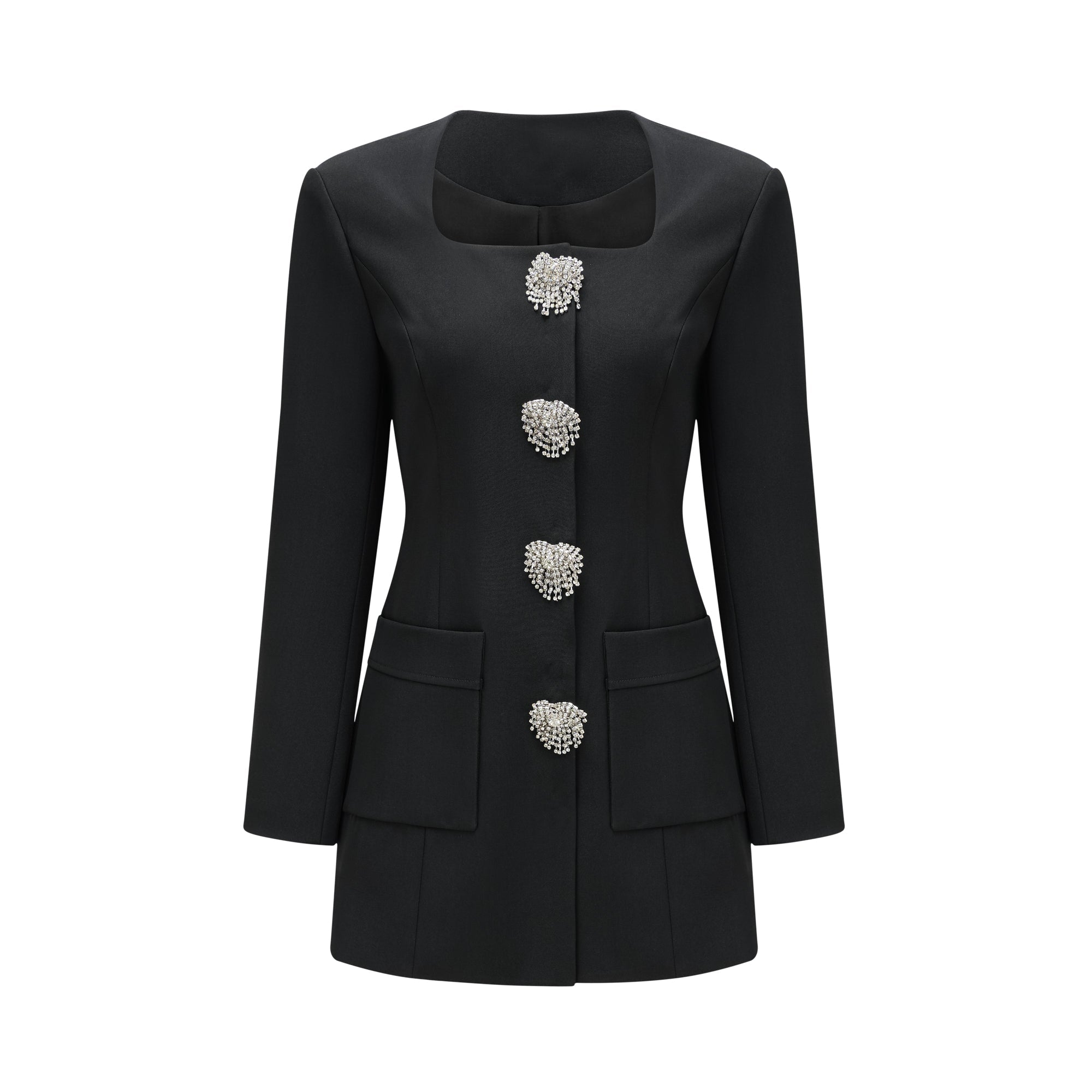 Fionnghuala Black Crystal Embellished Mini Dress (Final Sale-US Only)