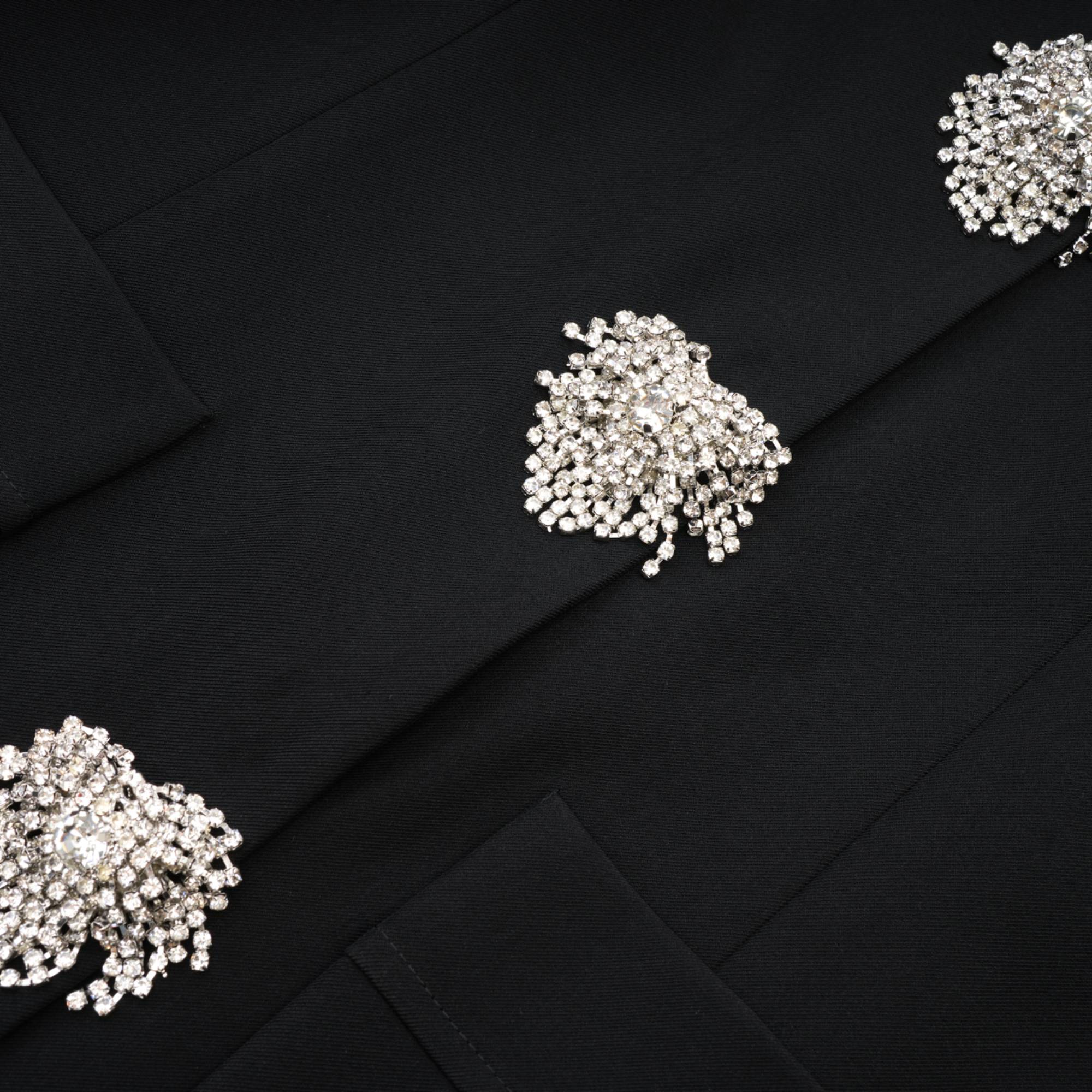 Fionnghuala Black Crystal Embellished Mini Dress (Final Sale-US Only)