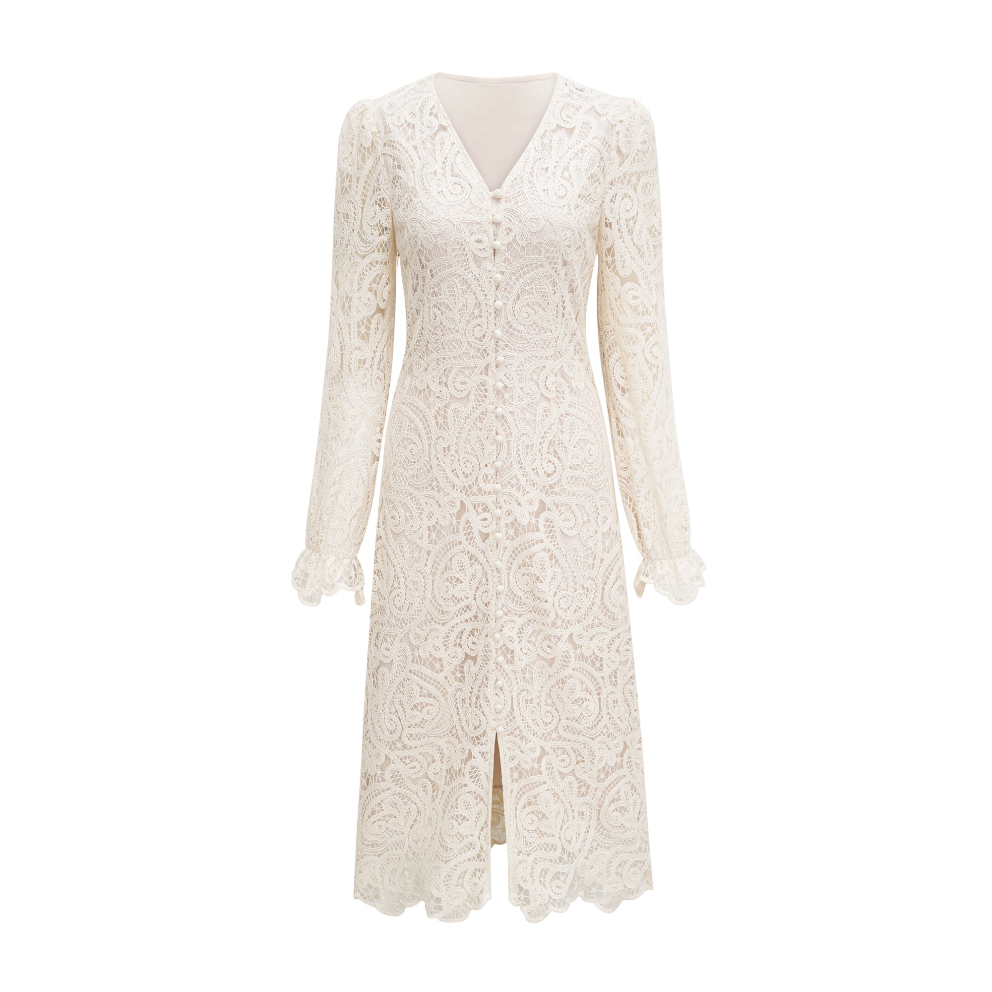 Galatea white lace long-sleeve dress (Final Sale-US Only)