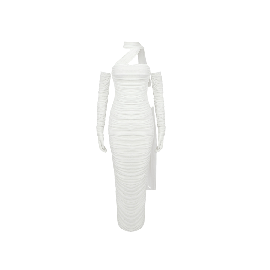 Gia white mesh gloves dress