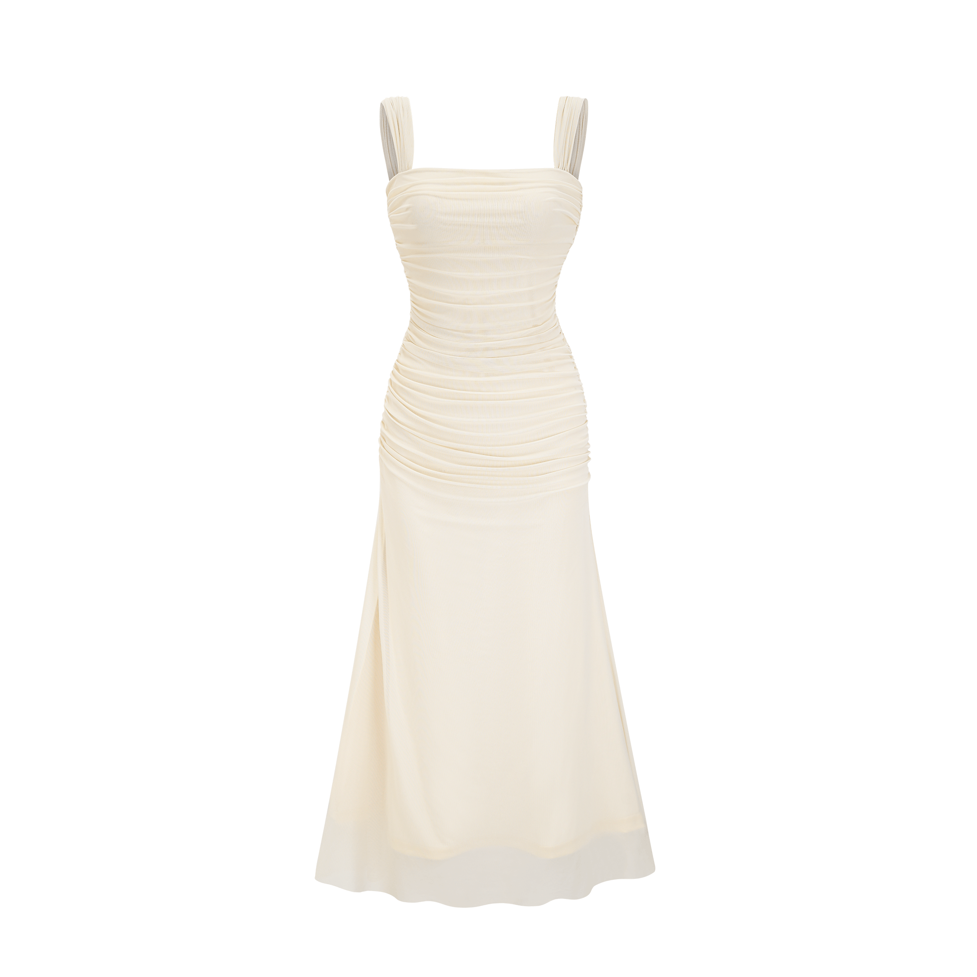 Giulia off-white mesh pleated midi dress (Final Sale-US Only)