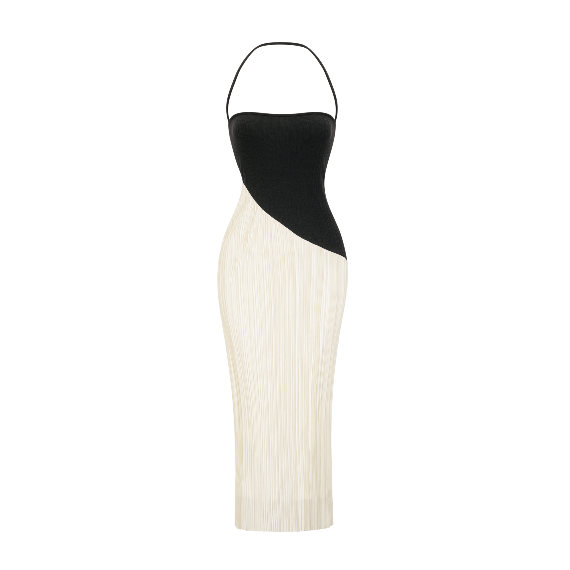 Giverny halterneck fitted midi dress